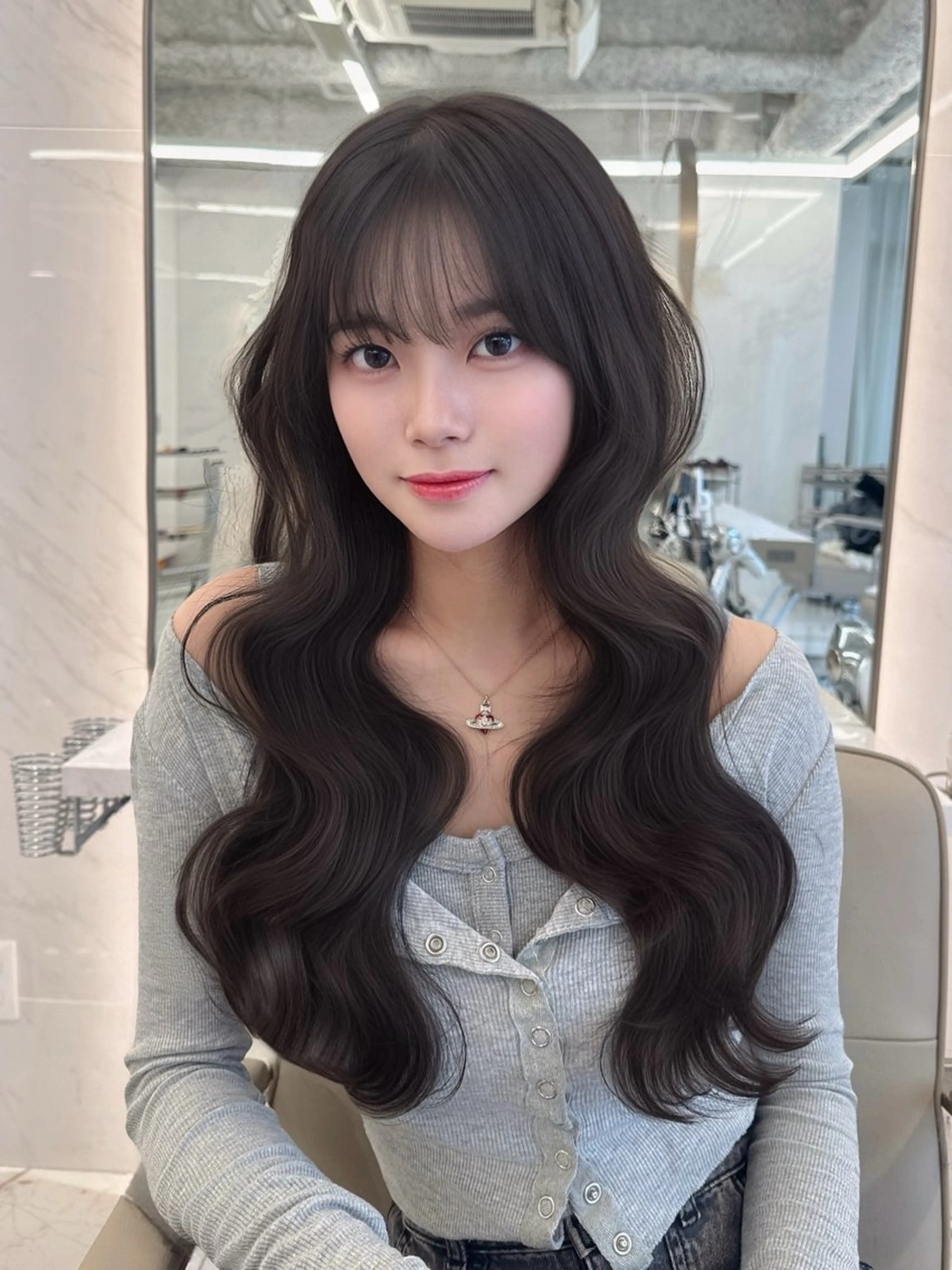 ロング のり🐼顔まわり/ 韓国/レイヤーカットのヘアスタイル