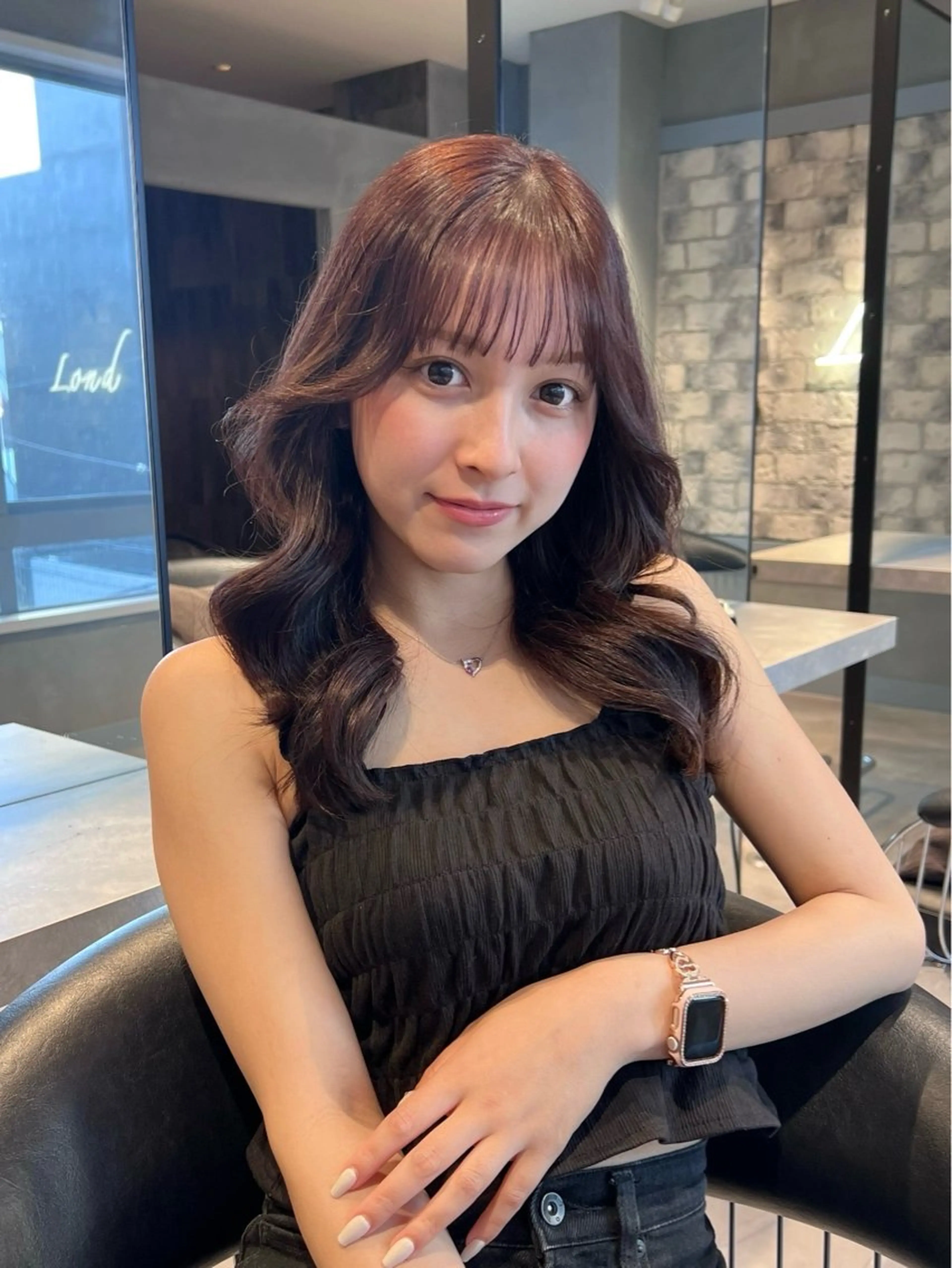 ミディアム ピンクブラウン 韓国風ヘア 韓国レイヤーカット/ 縮毛矯正/羽田航のヘアスタイル