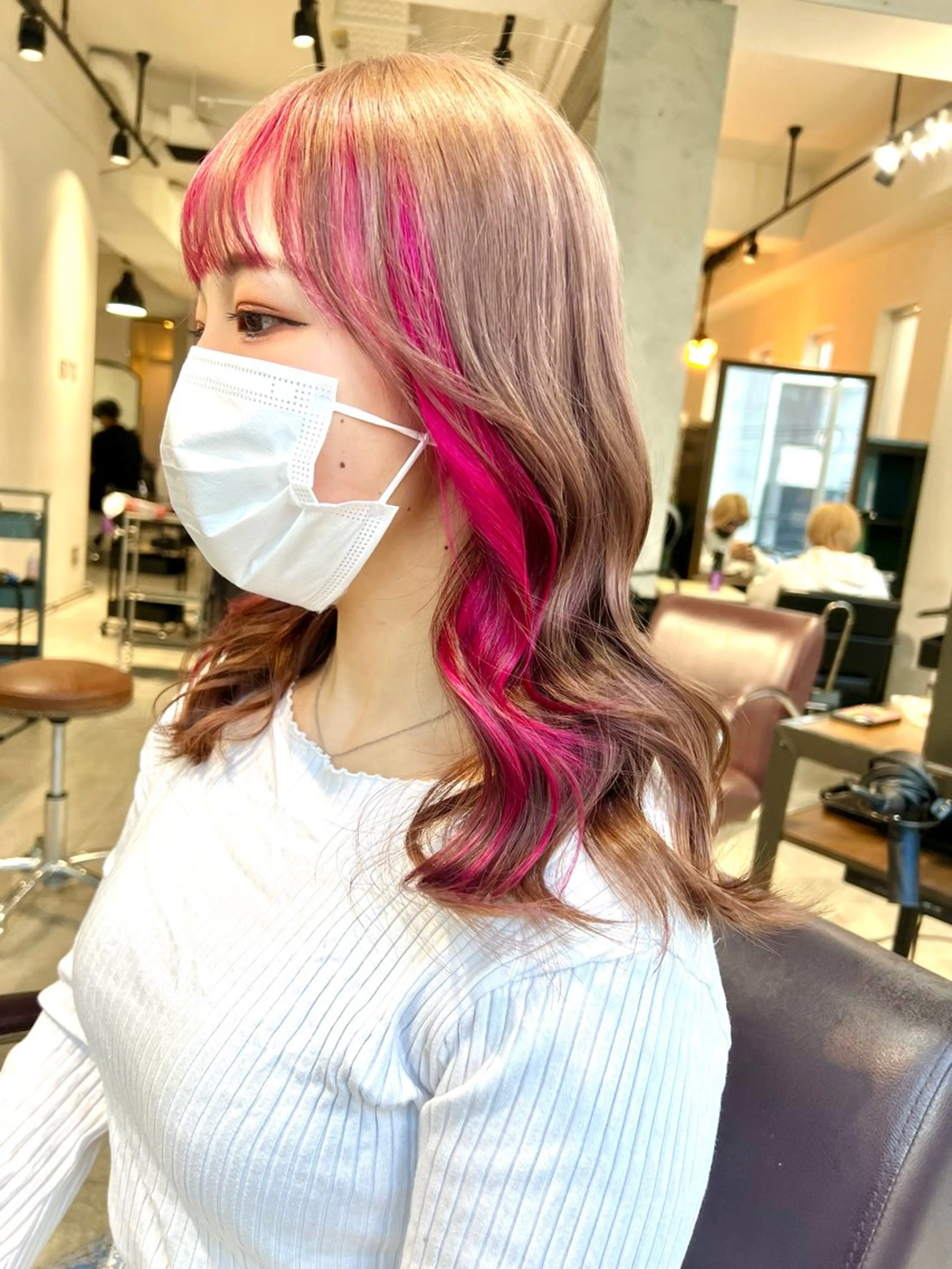 セミロング カラー ヘアアレンジ ヘアカラー トリートメント ヘッドスパ ヘアセット 🌈インナーカラー ‘ショウマ’🌈のヘアスタイル