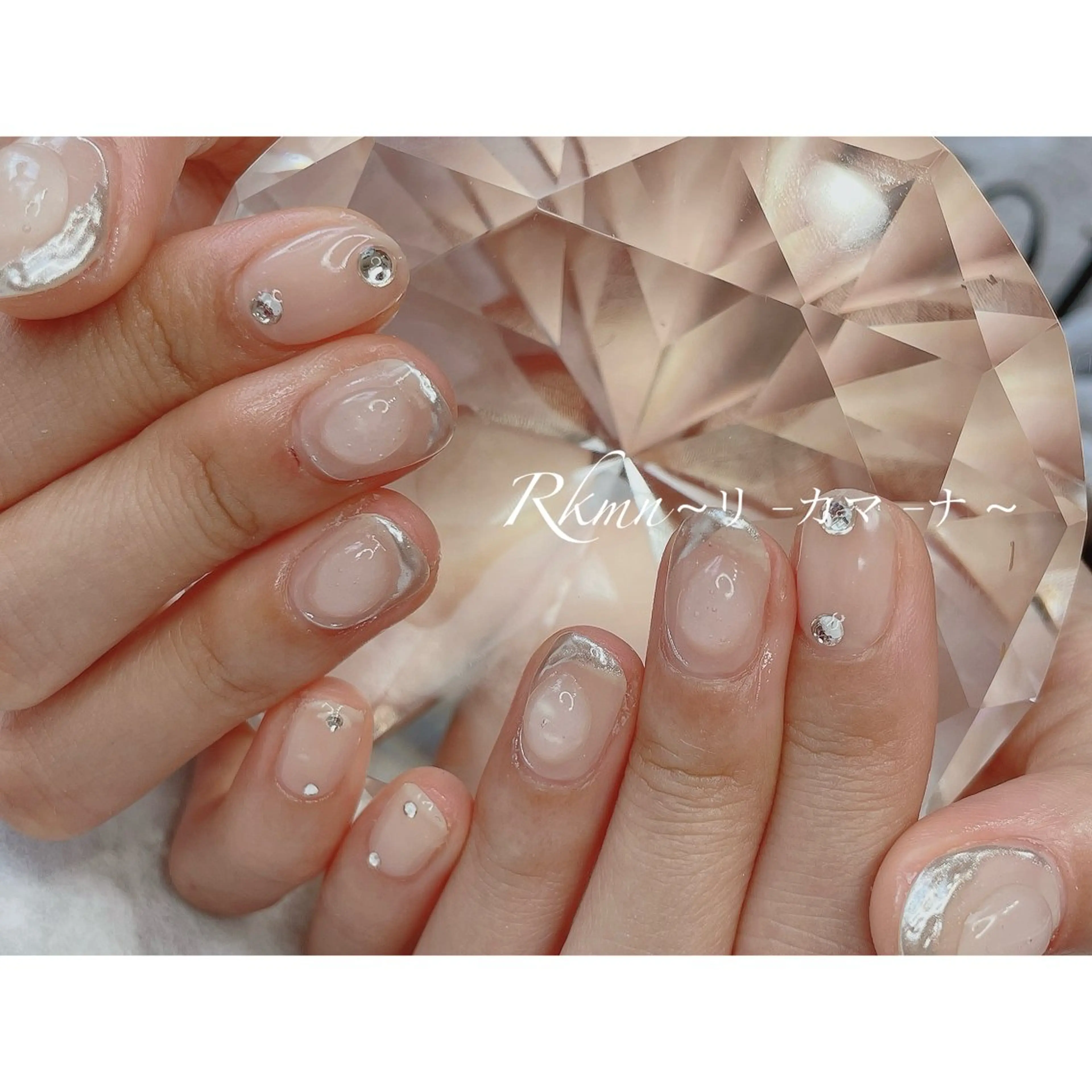 ネイル アートネイル クリアネイル ミラーネイル ぷっくりネイル 春ネイル ハンドネイル フットネイル ハンドケア Rkmn ~リ-カマ-ナ~のネイルデザイン