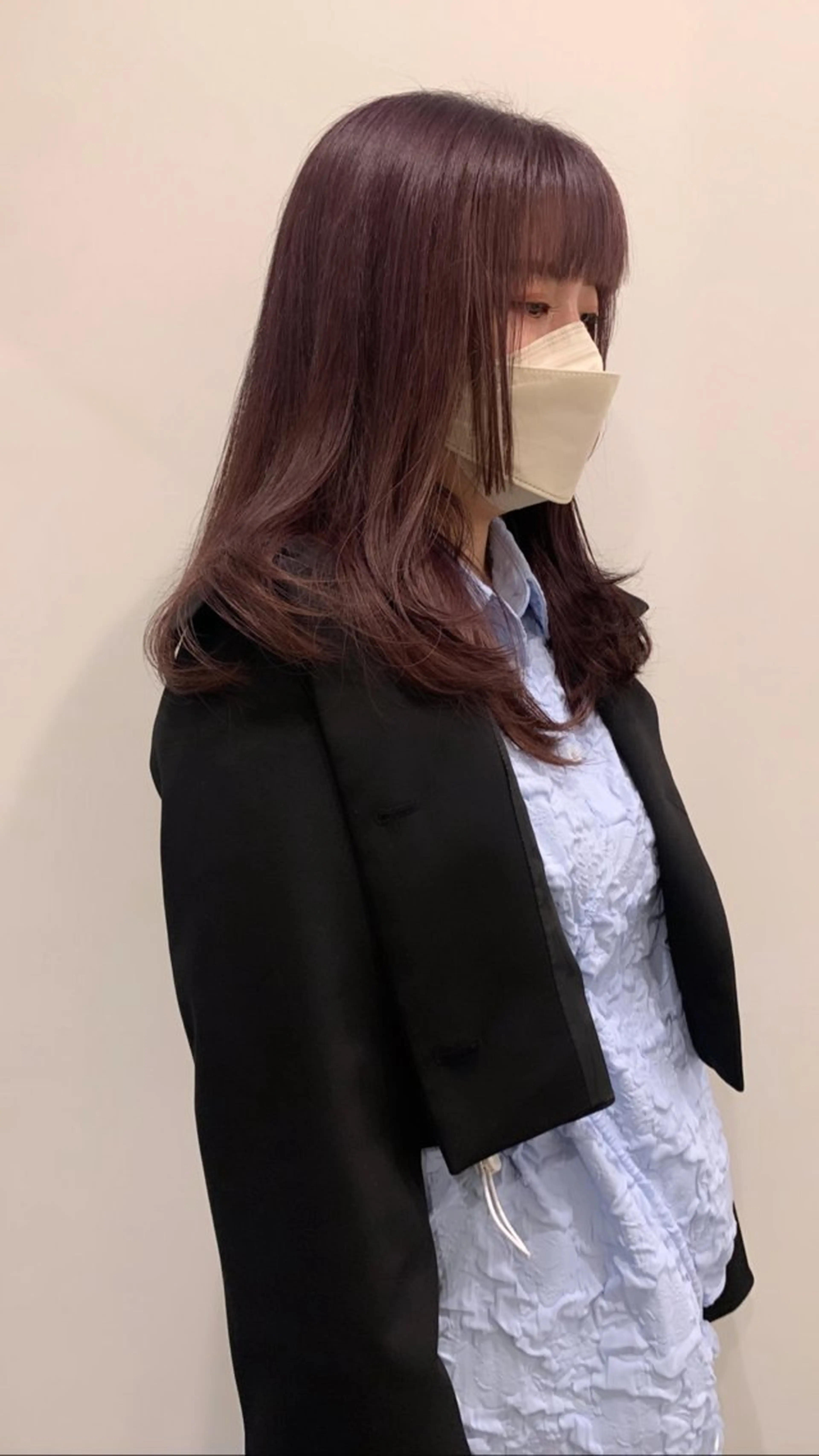 ミディアム カラー メンズ メンズブリーチ ブリーチ ラベンダーカラー 姫カット ヘアカラー 落合希 Olivebeigeのヘアスタイル