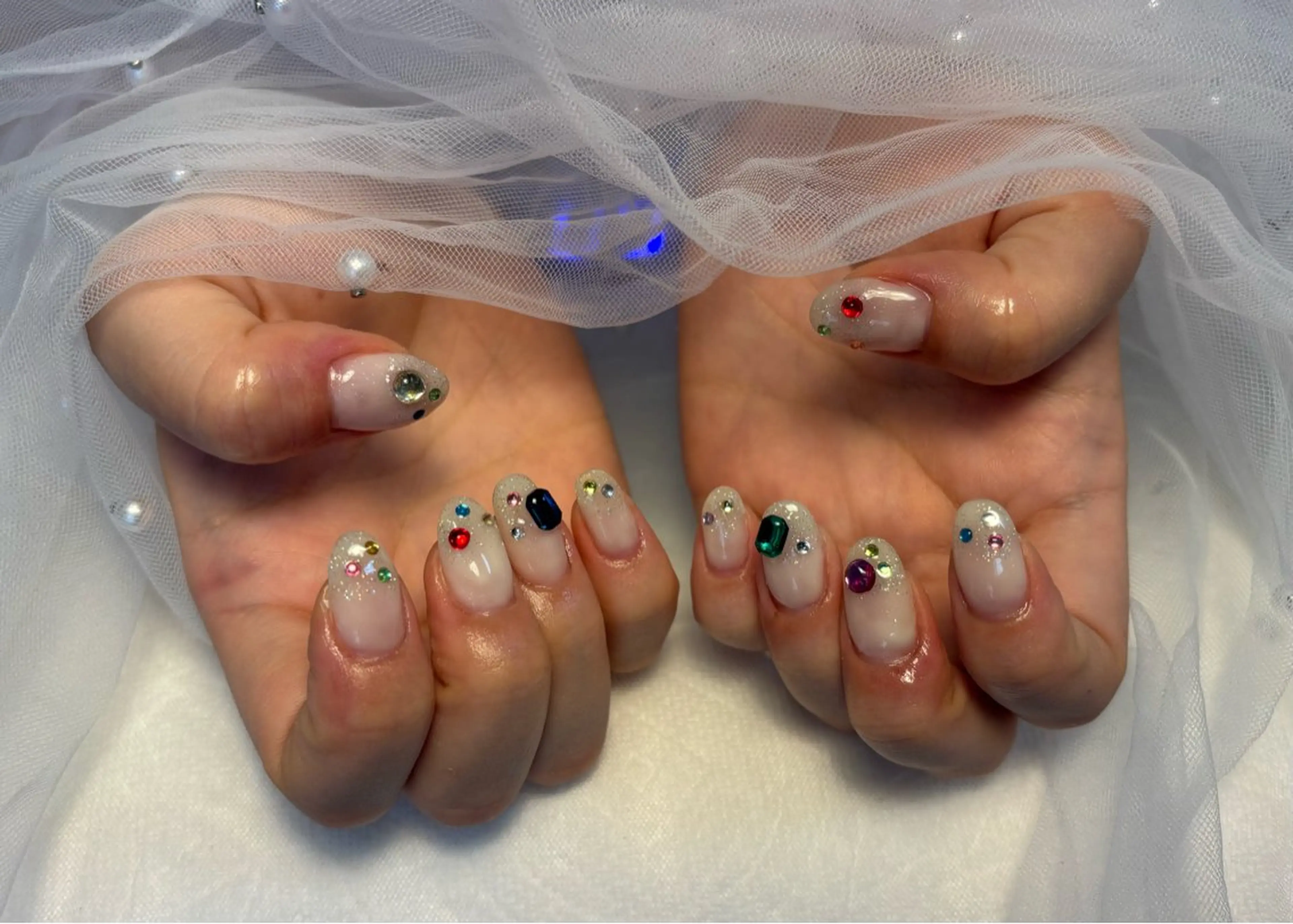 ネイル フラッシュネイル フットネイル フレンチネイル ジェルネイル ガラスフレンチ Nail salon Natulalのネイルデザイン