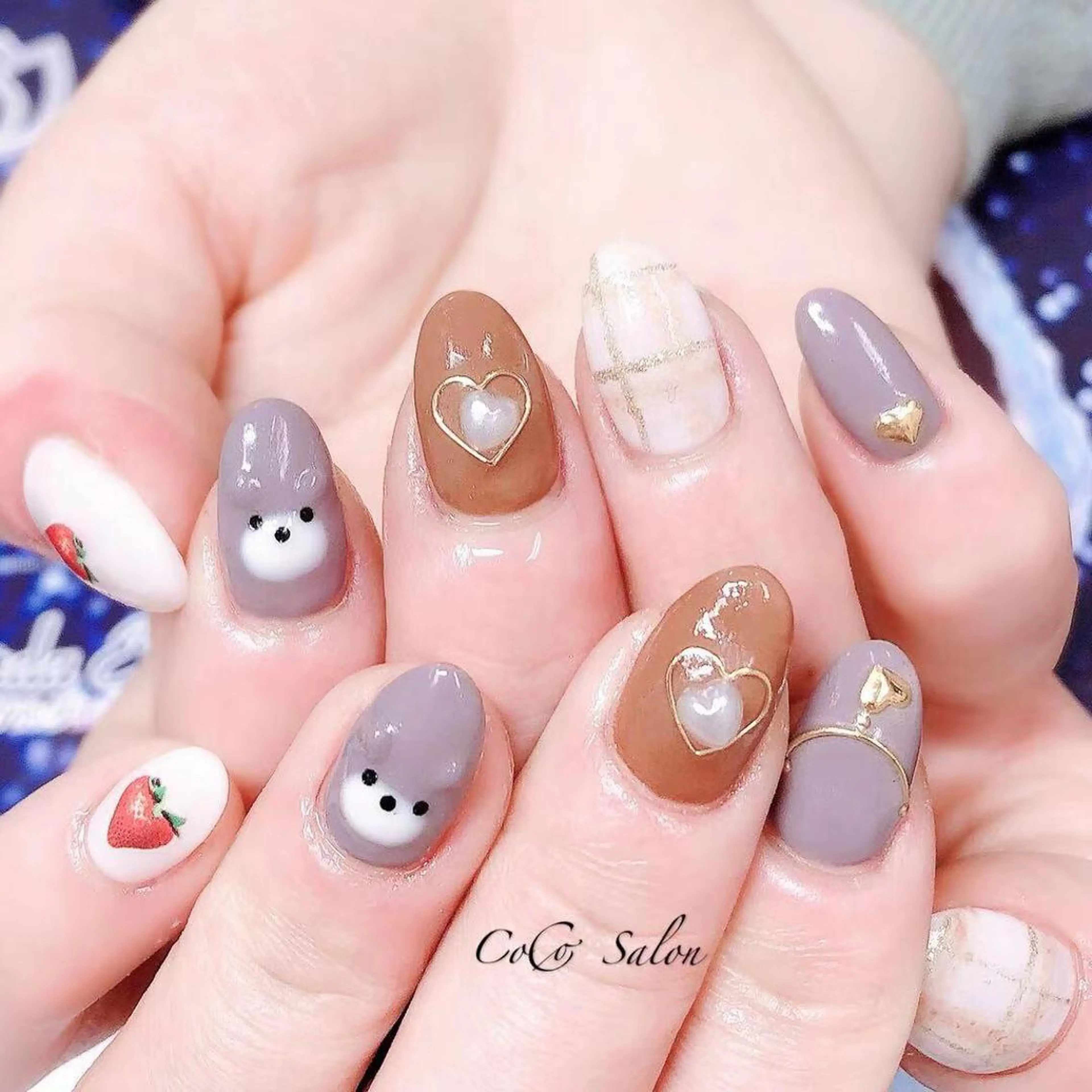 ネイル ハート バレンタイン 冬ネイル ハンドネイル CoCoSalon ネイル/まつ毛予約のネイルデザイン