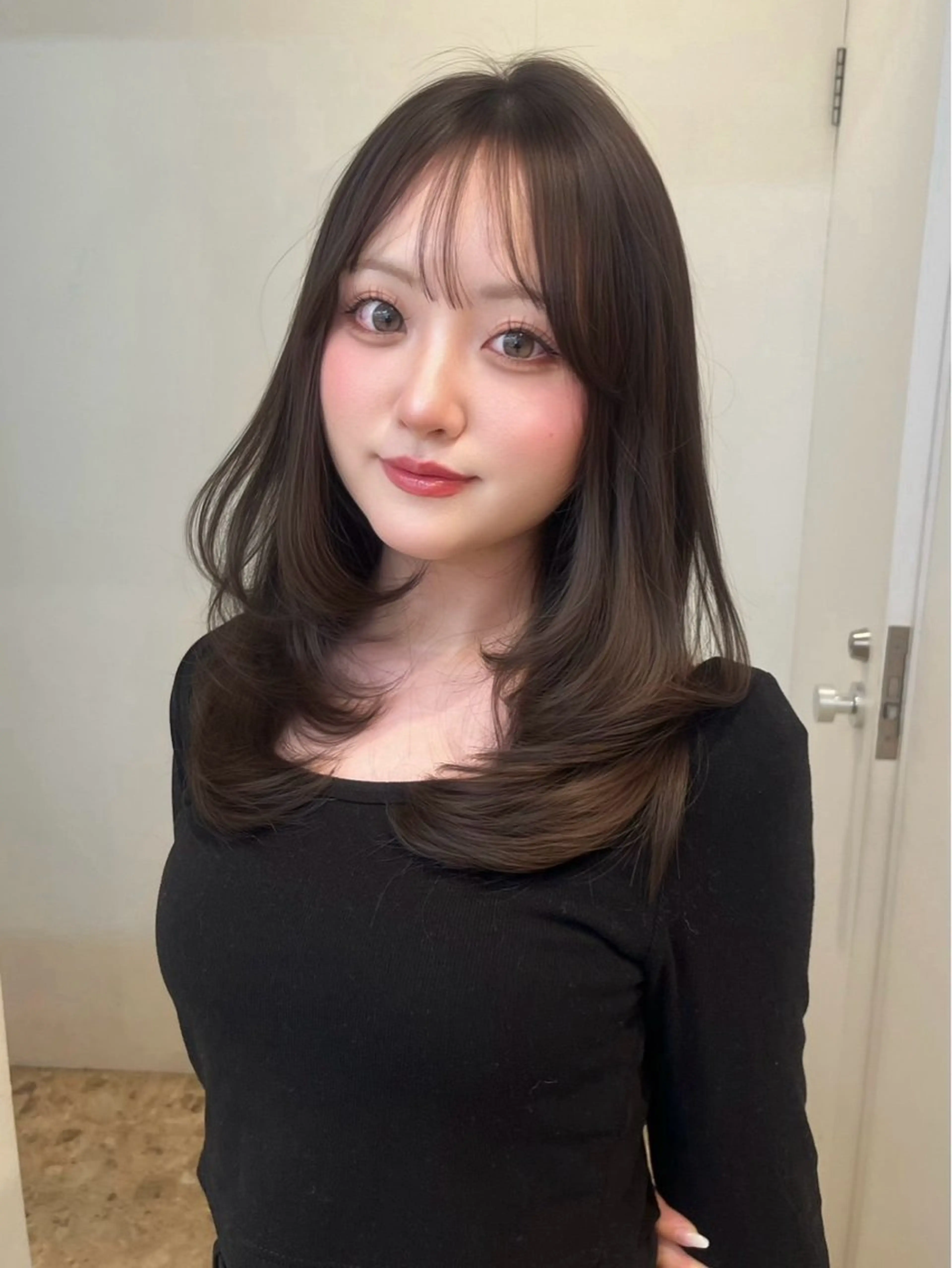 ミディアム カラー ミディアムレイヤー レイヤーカット カット ヘアカラー トリートメント 透明感カラー/京都 /Himari🩶のヘアスタイル