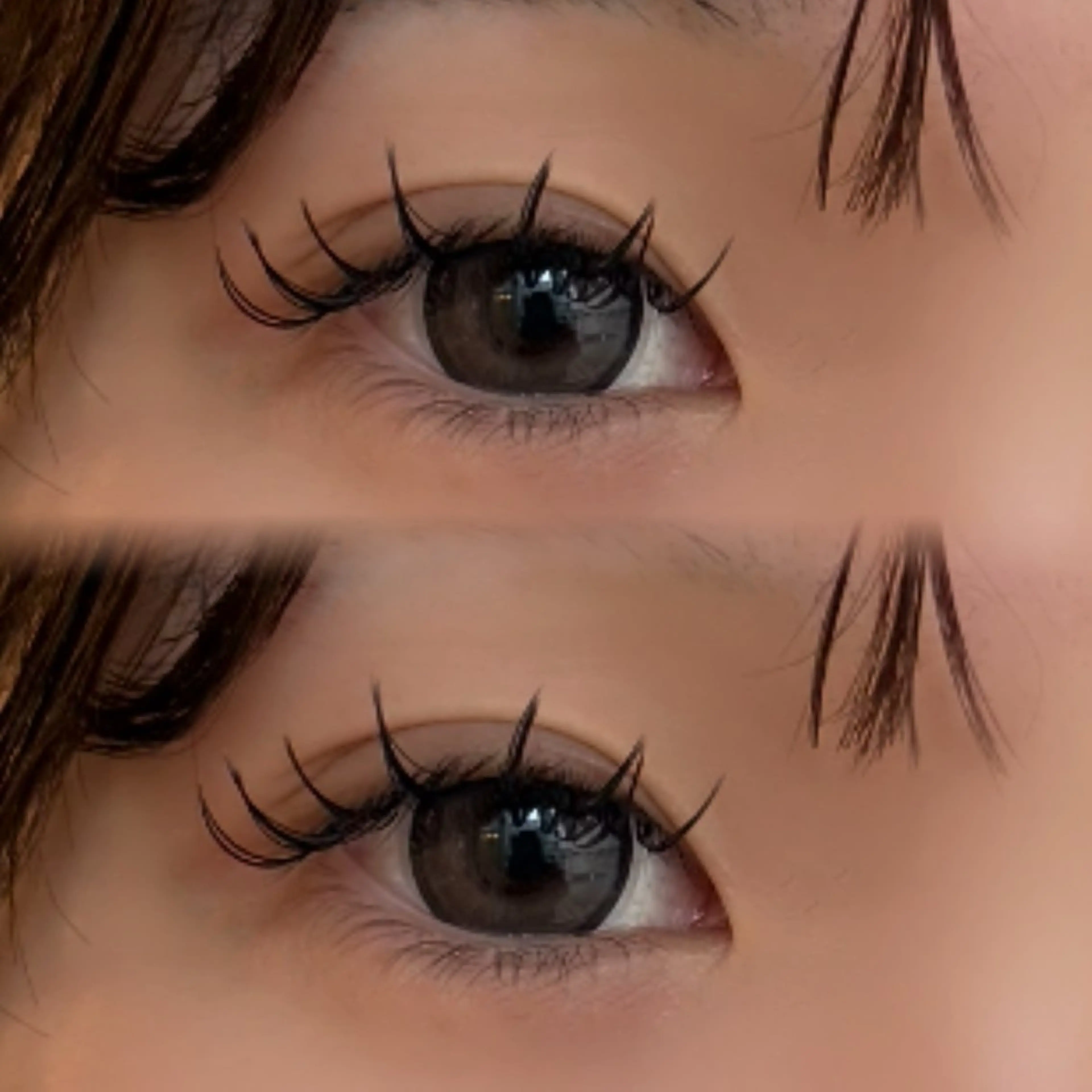 マツエク・マツパ ｢韓国風・ハイトーン ベージュカラー｣サナのヘアスタイル