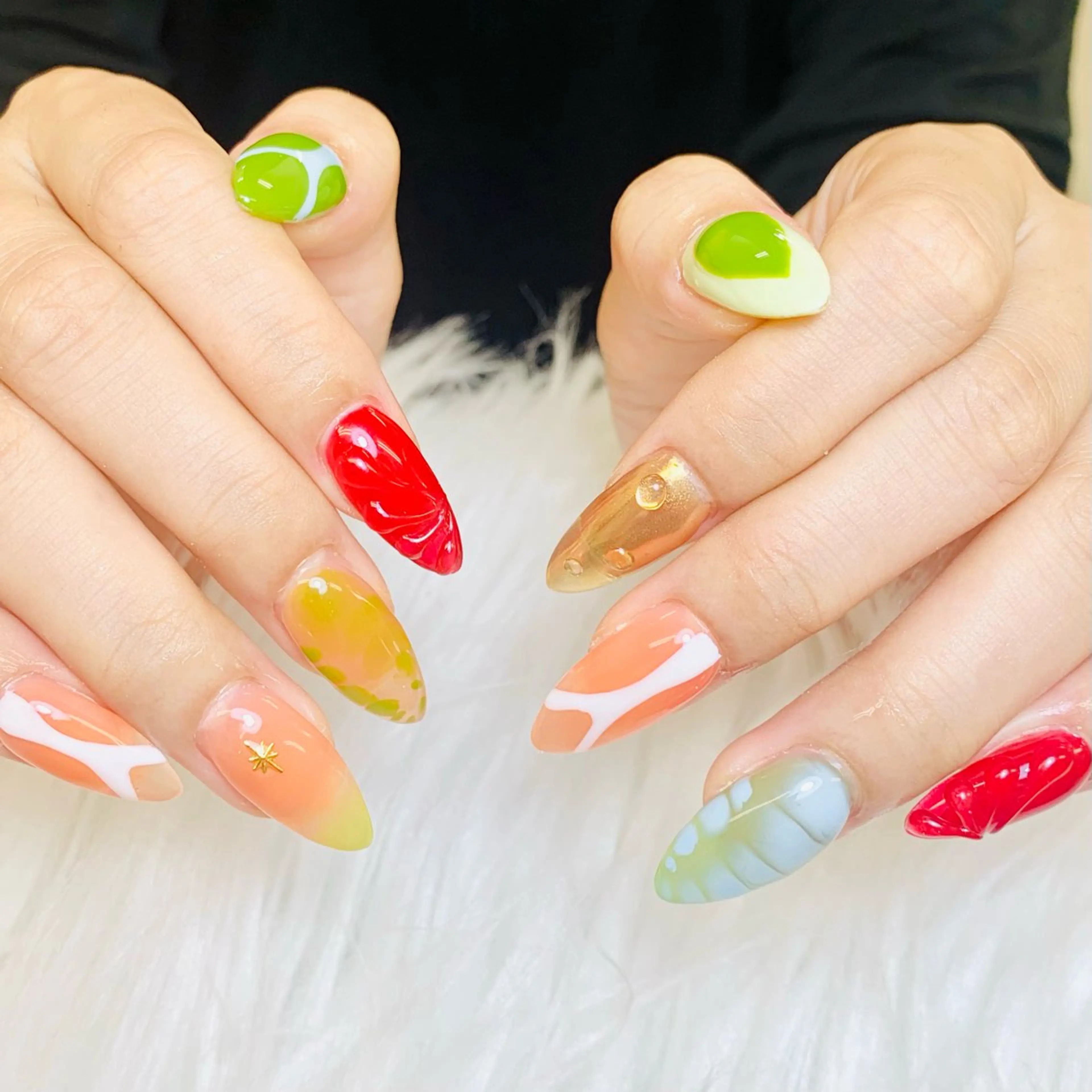 ネイル チークネイル 長さ出し フラッシュネイル フレンチネイル グラデーション ハンドネイル AN NAIL SALONのネイルデザイン