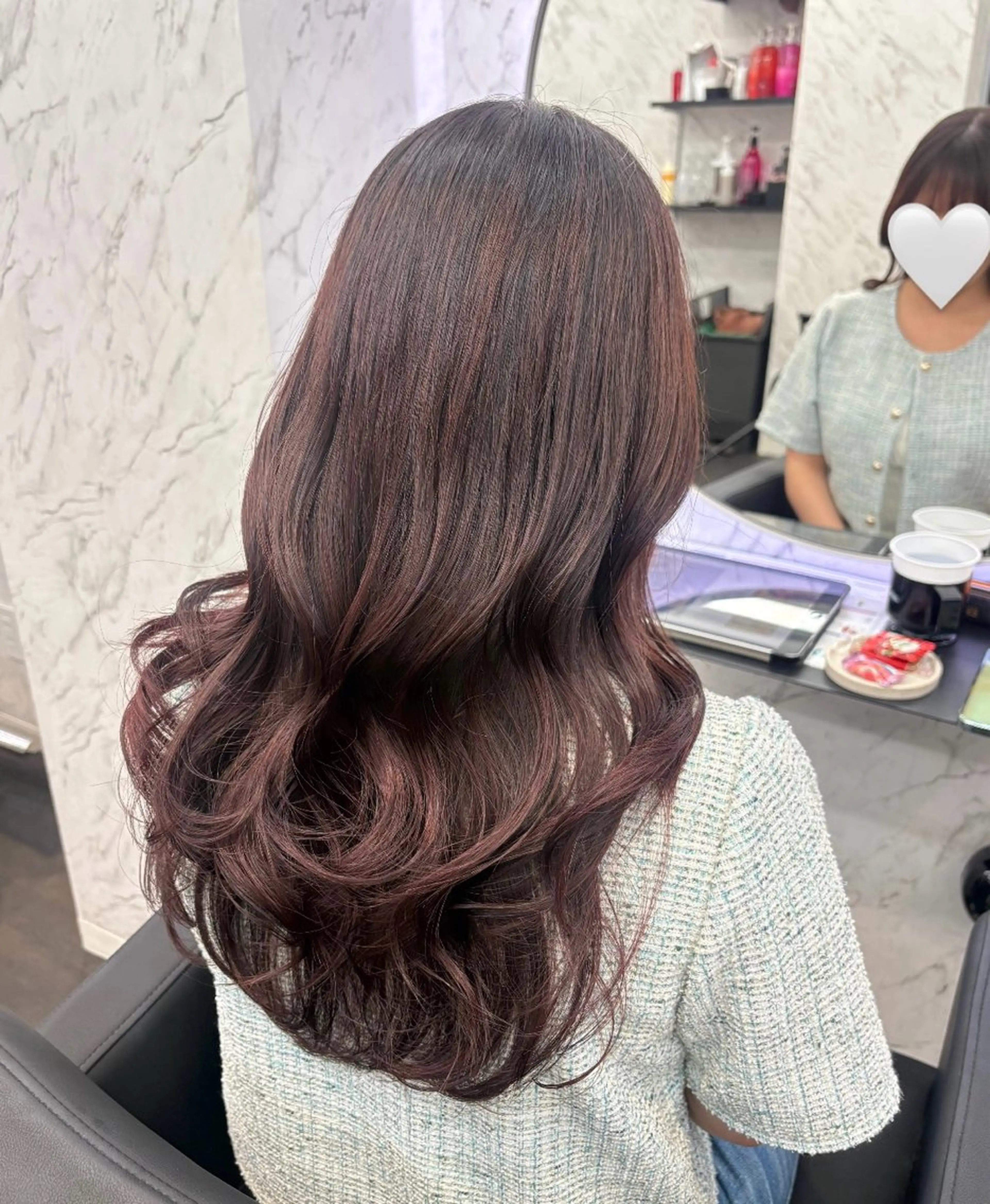 ロング カラー ブラウンカラー ピンクカラー ピンクブラウン レイヤーカット カット ヘアカラー hair salon dot. mooda 韓国風サロン 町田店所属・韓国風ヘア🎀🩶 /♡𝓝𝓸𝓪♡のヘアスタイル