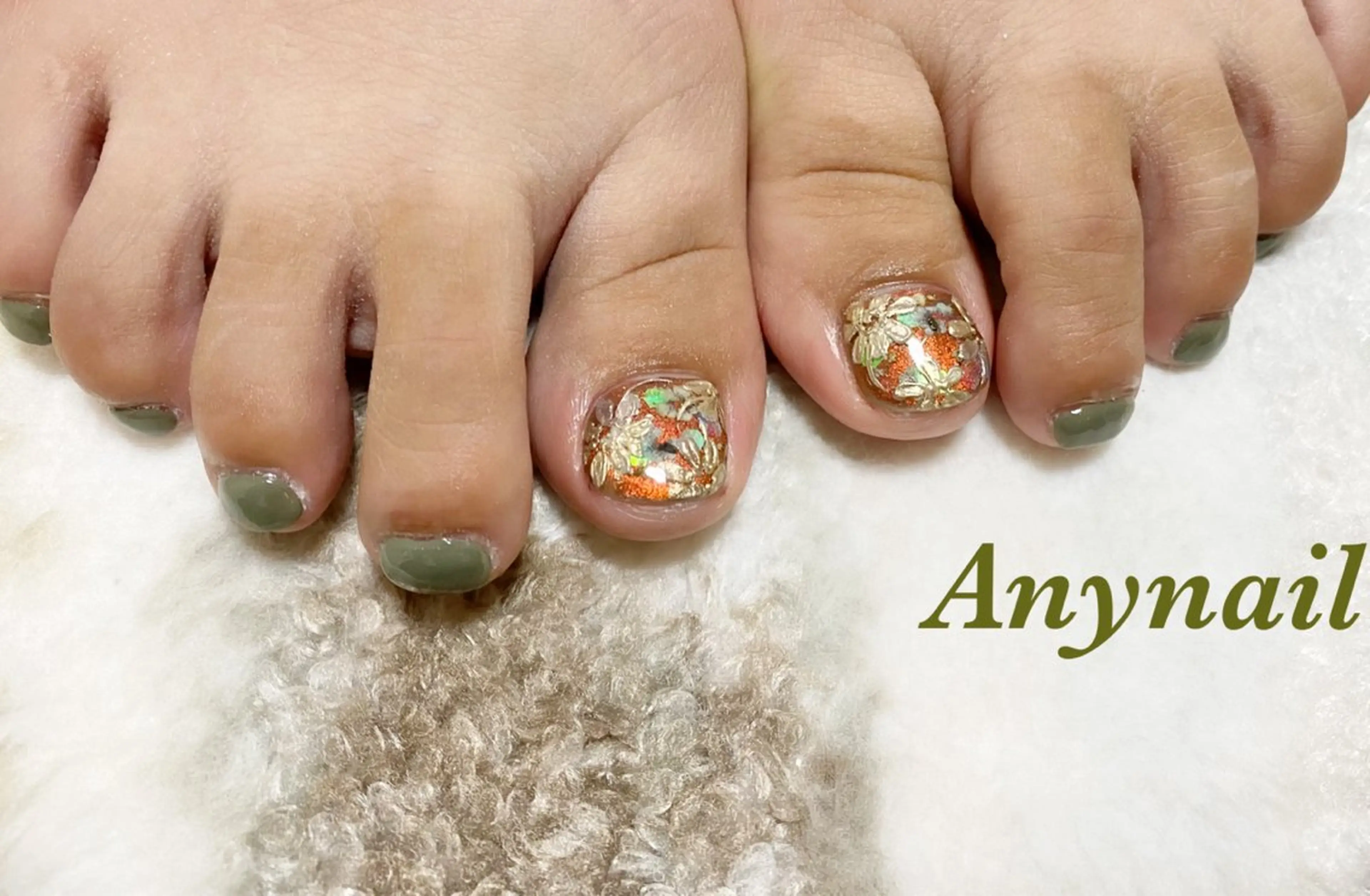 ネイル ブルー フラワーネイル フットネイル ミラーネイル フットネイル 岩澤 恵子のネイルデザイン