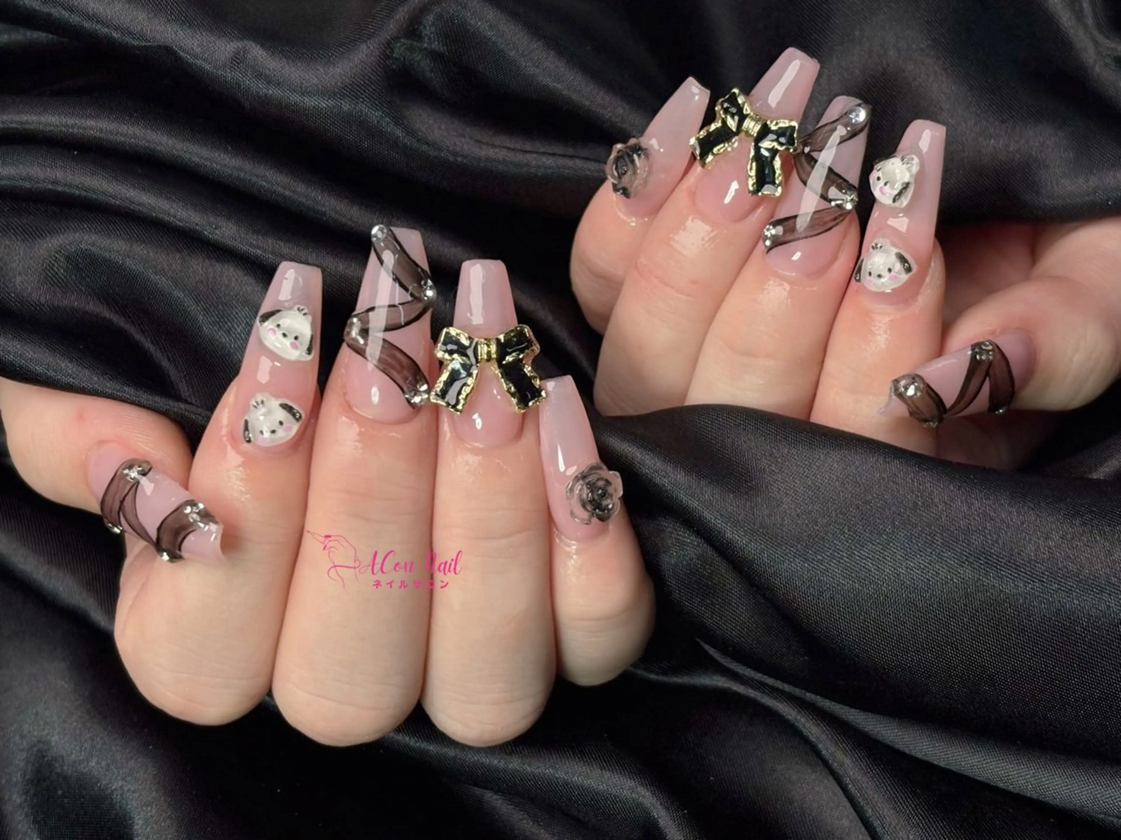 ネイル 桜ネイル 長さ出し フラワーネイル フレンチネイル ジェルネイル ハンドネイル ACon NailSalonのネイルデザイン