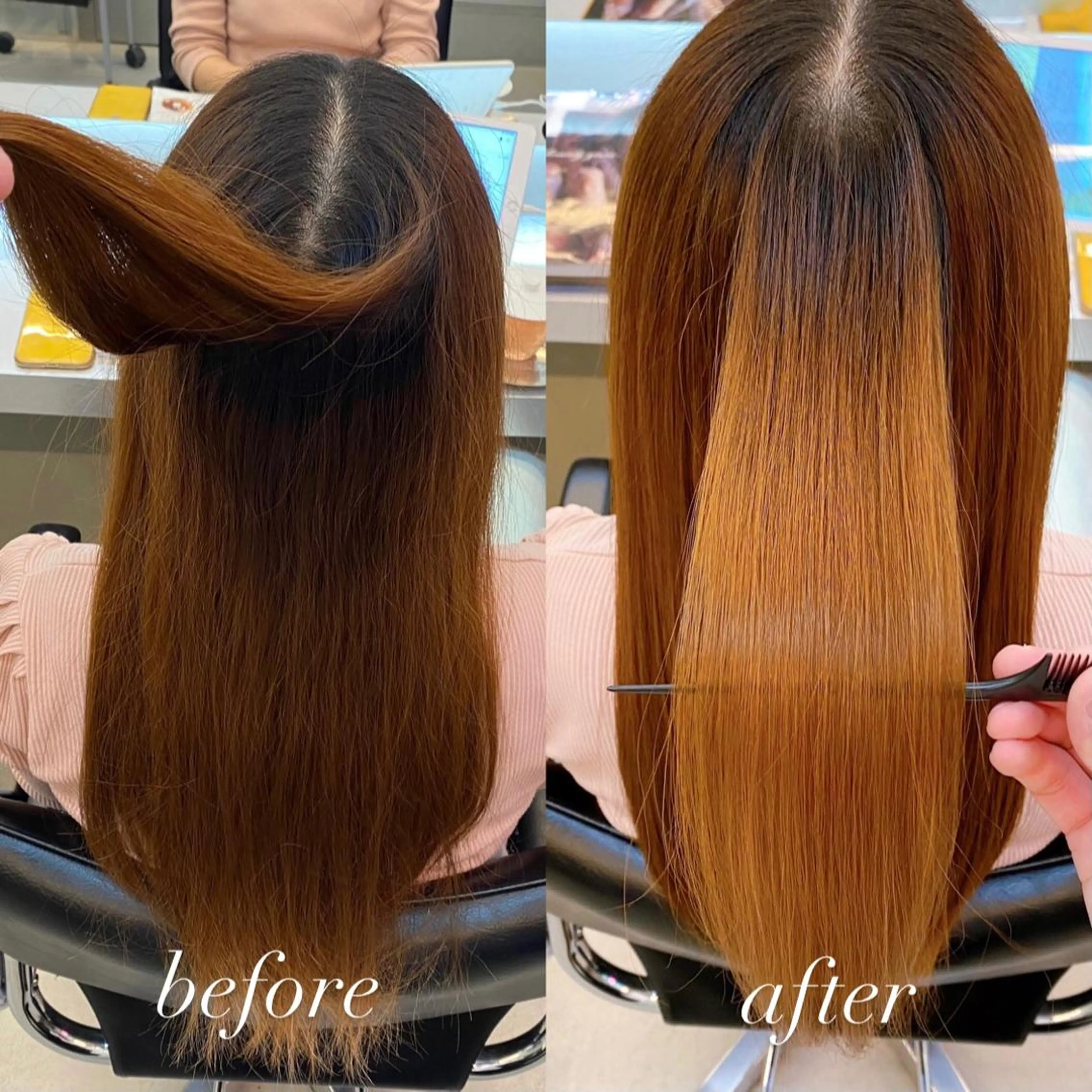 セミロング 髪質改善 トリートメント カット トリートメント 艶髪と透明感を ‼️/若林のヘアスタイル