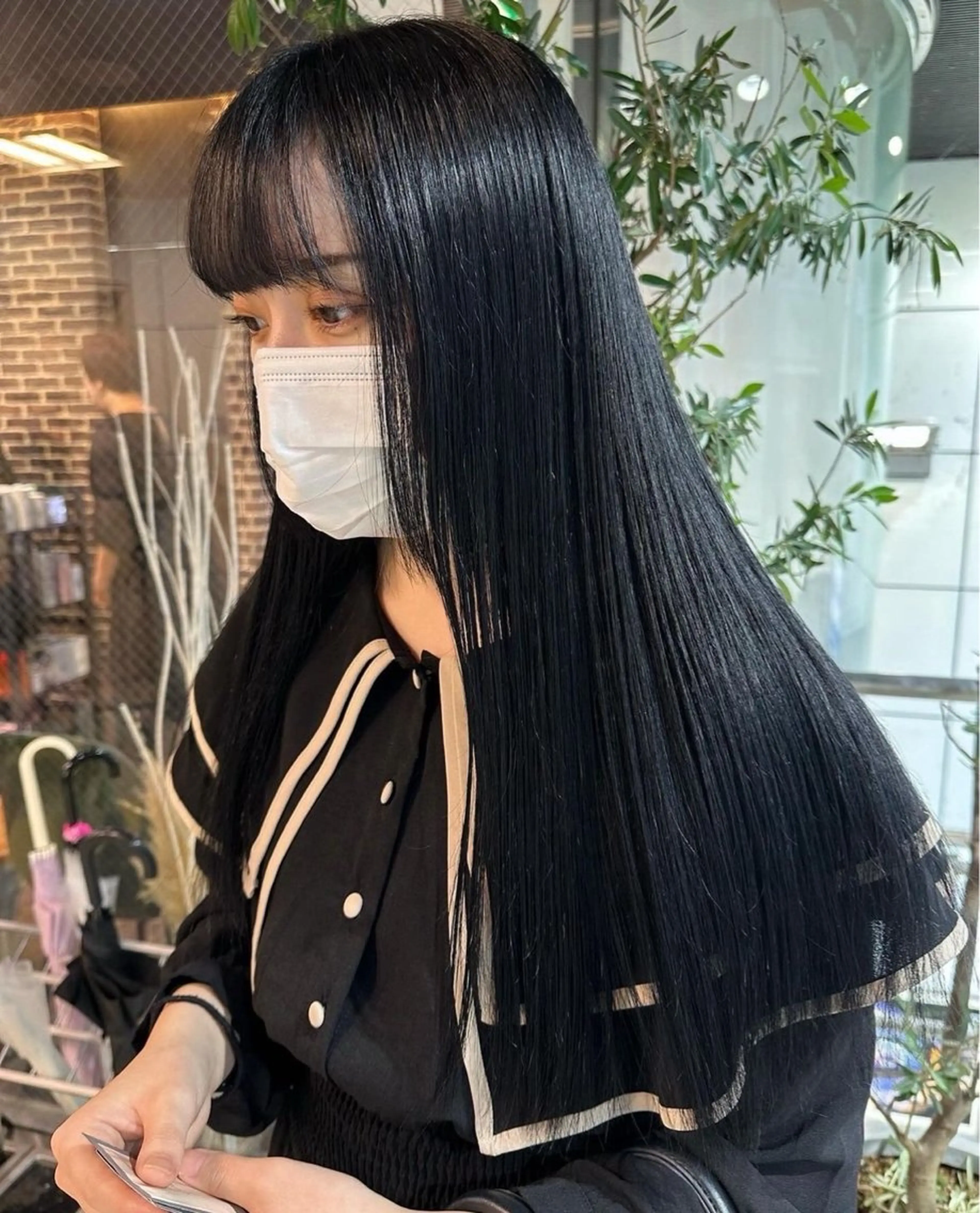 ロング カラー 黒髪 ブリーチ ブルーカラー ブルーブラック ダブルカラー ヘアカラー 似合わせカット/ メンズ/ココネ⭐️のヘアスタイル