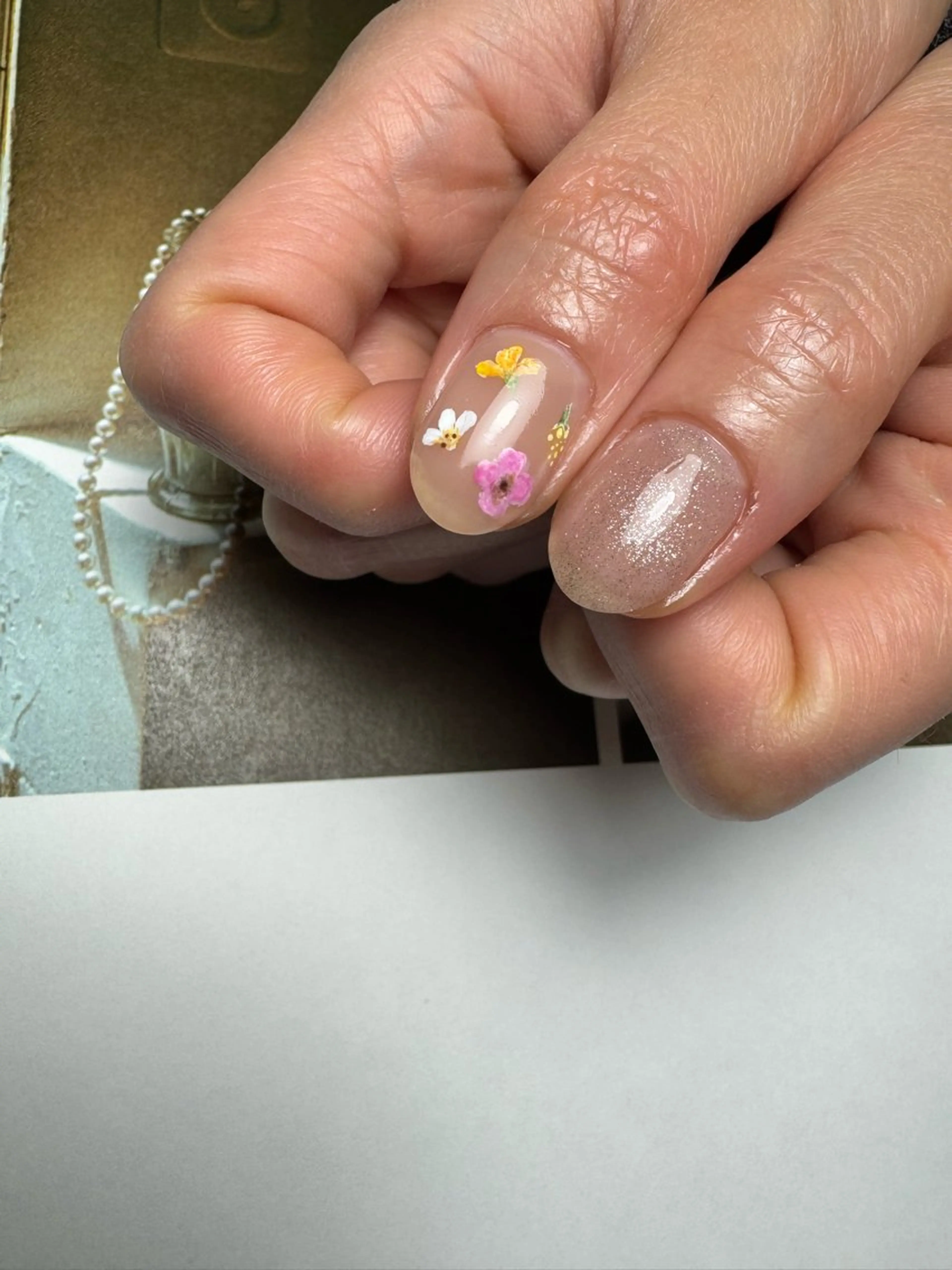 ネイル フラワーネイル 春ネイル ハンドネイル 白日-hakubi nail-のネイルデザイン