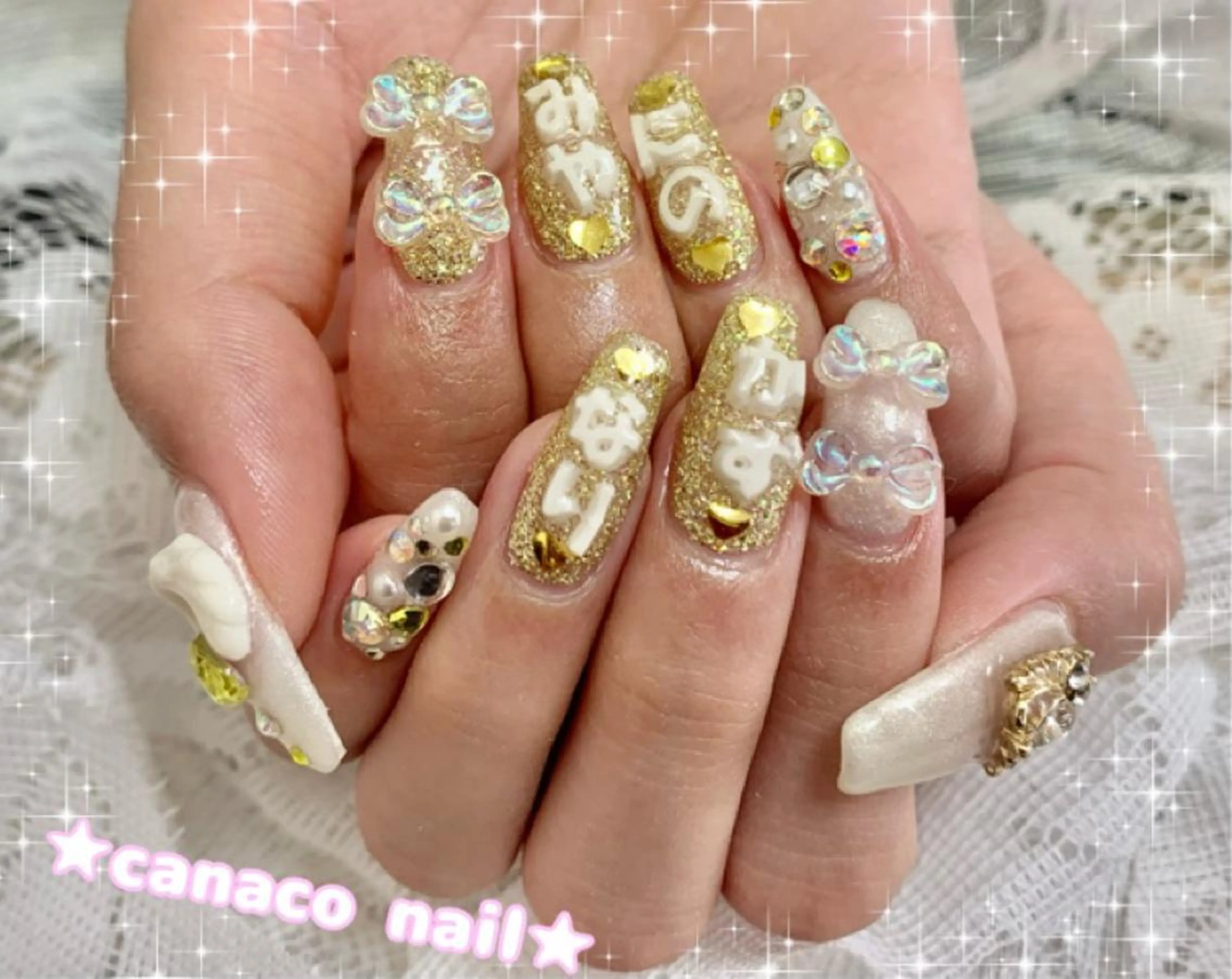 ネイル アートネイル ジェルネイル パラジェル ストーンネイル ハンドネイル ハンドケア ベテランネイル cnc  nailのネイルデザイン