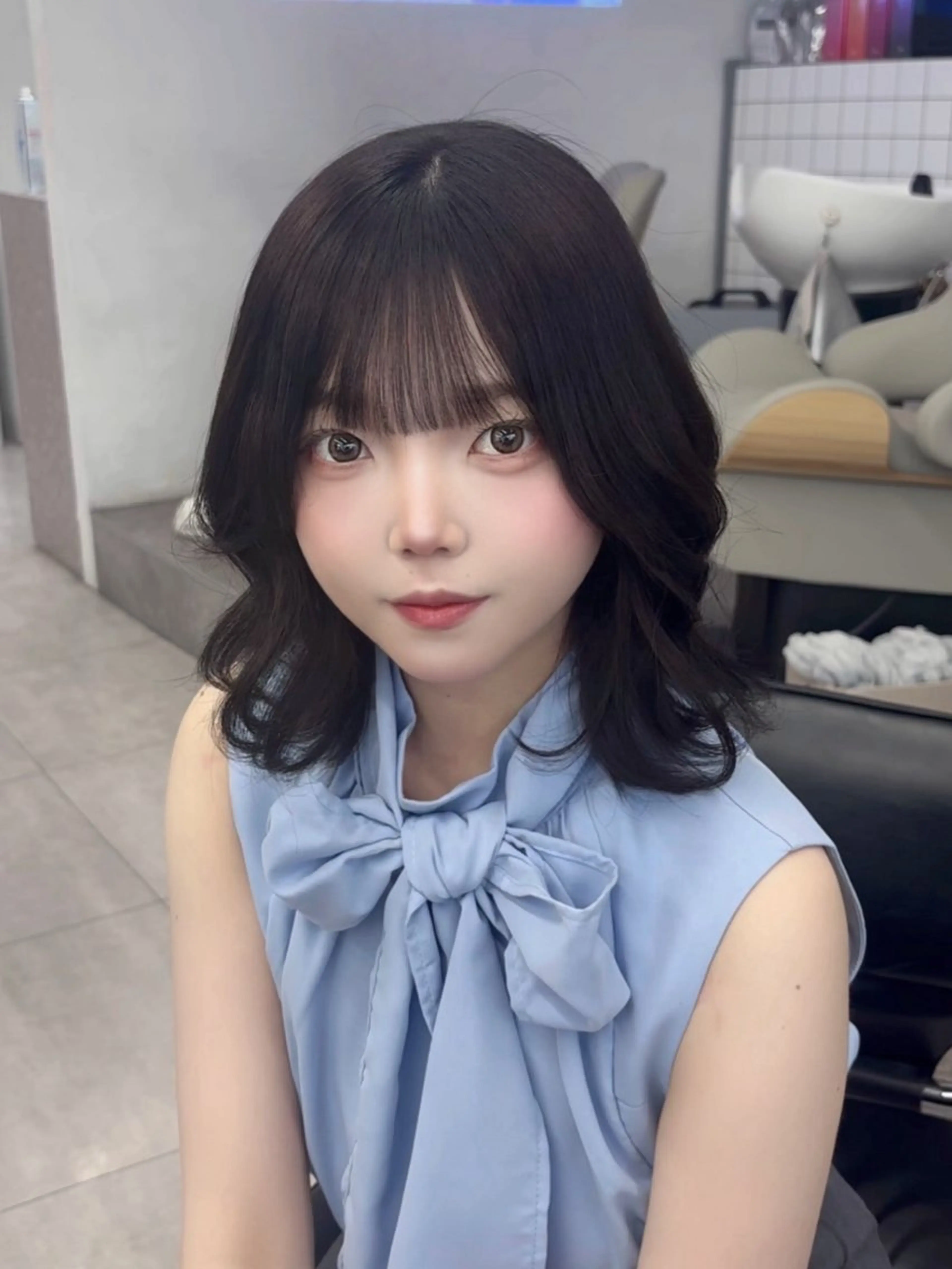 セミロング カラー 透明感カラー 韓国風ヘア ヘアカラー 艶髪/透明感カラー /韓国ヘア/きょんのヘアスタイル