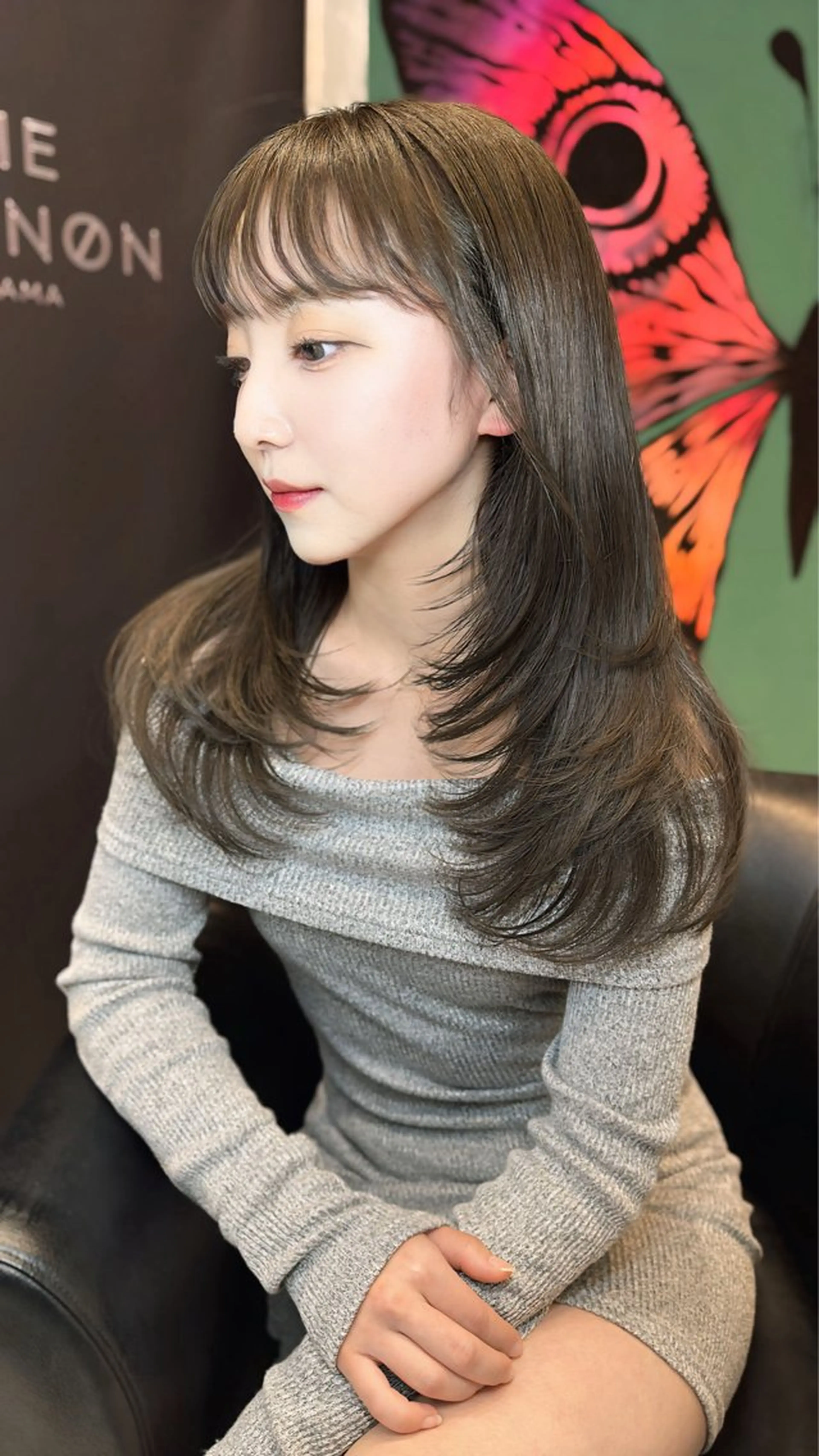 ミディアム ケアカラー 顔周りカット 韓国風ヘア レイヤーカット 中韓🇨🇳🇰🇷 🤍TAKAHIROのヘアスタイル