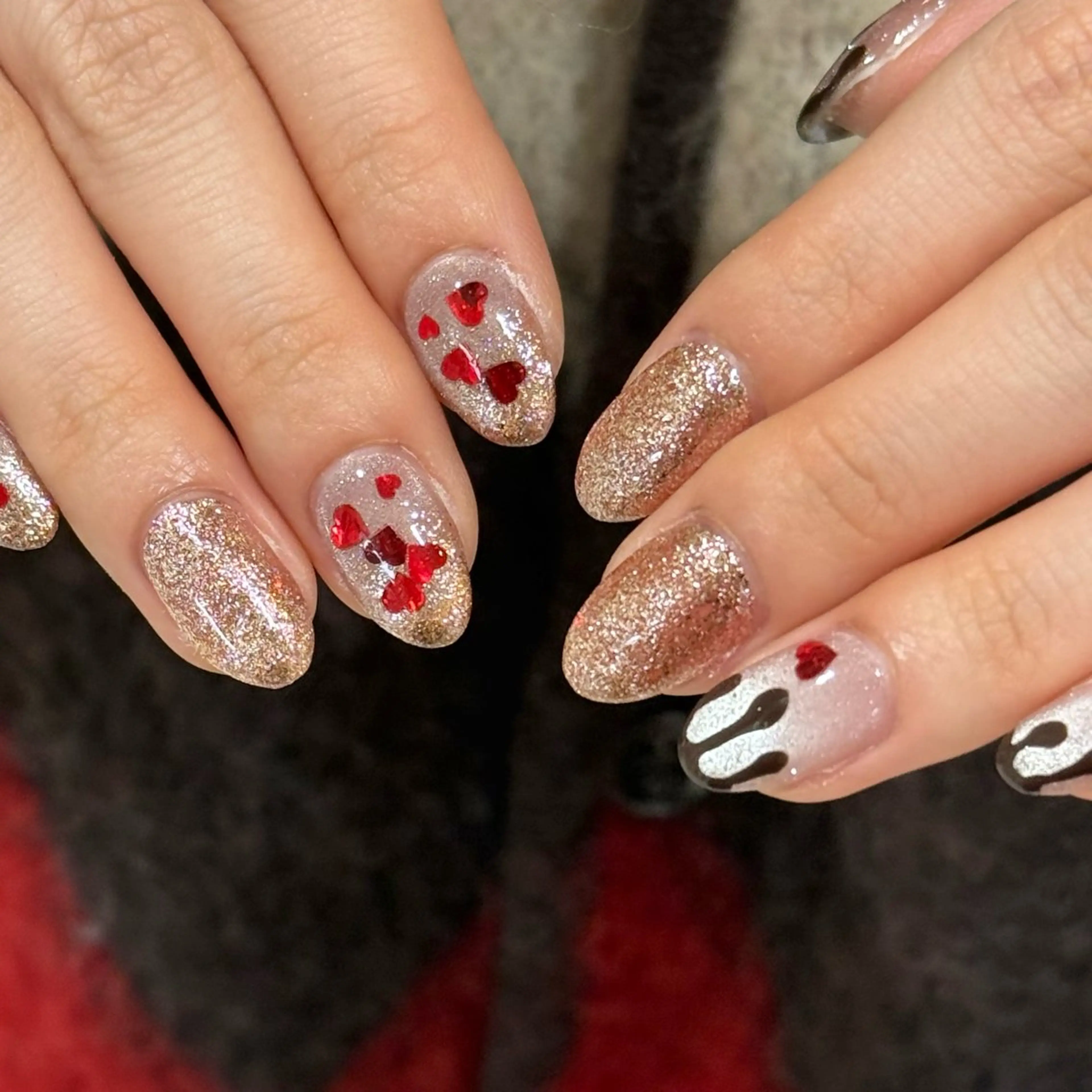 ネイル ハート キラキラネイル ラメ(グリッター) マグネットネイル Ray nail natsu🎀のネイルデザイン