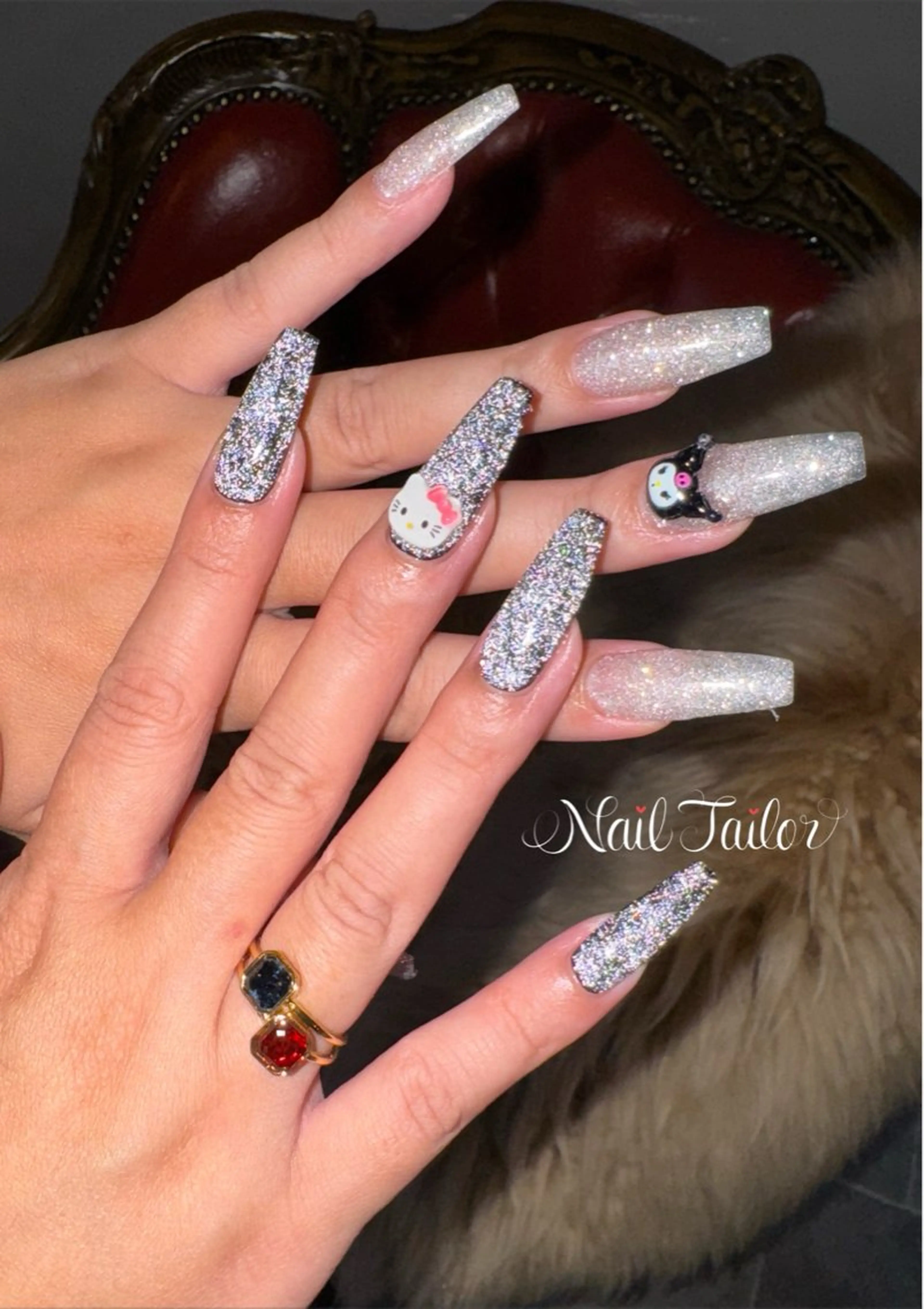 ネイル 長さ出し フラッシュネイル キラキラネイル ラメ(グリッター) ロングネイル ハンドネイル NailTailor ネイルテイラーのネイルデザイン