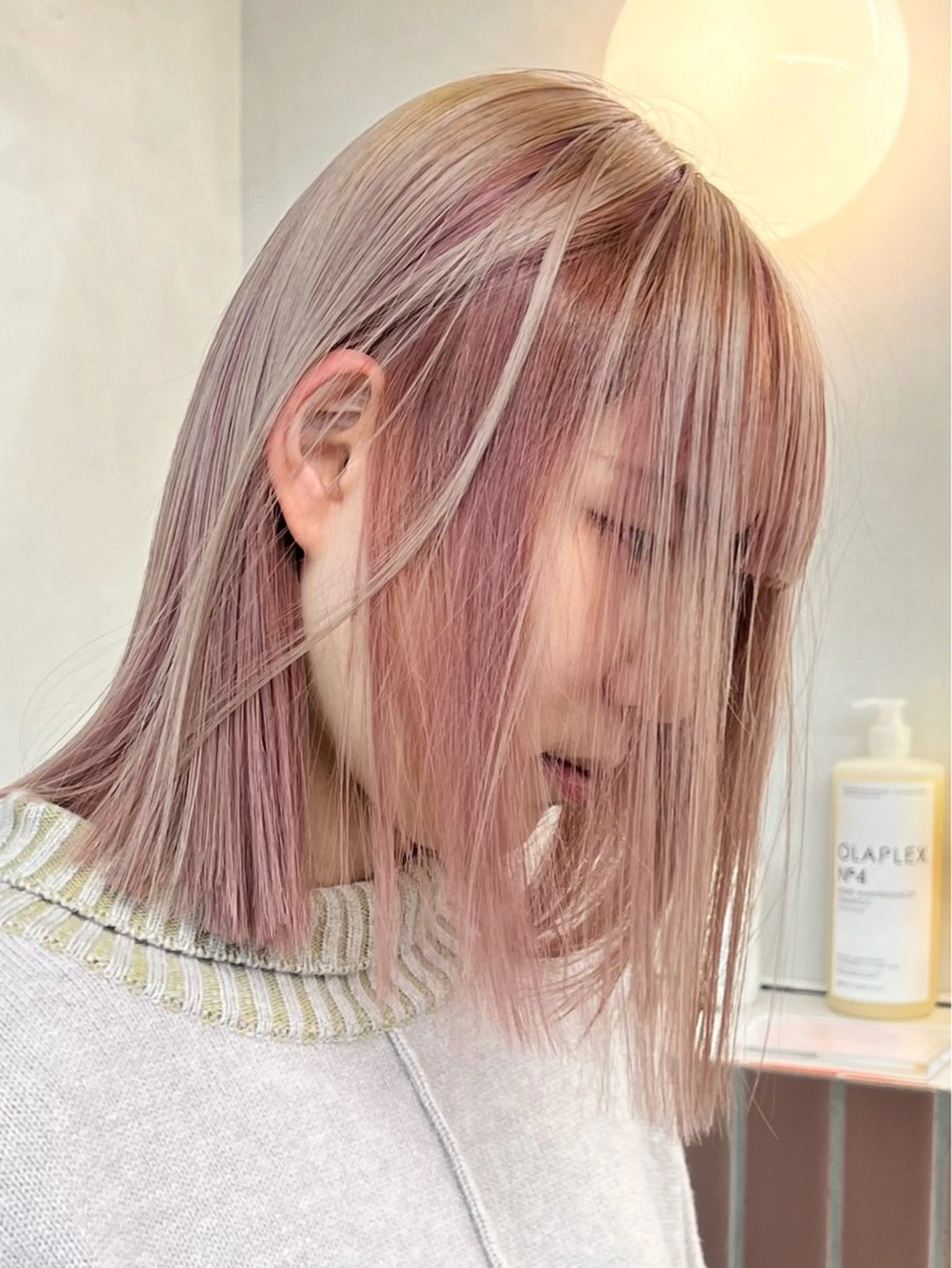 ミディアム カラー カット ヘアカラー ムラ修正💎 艶髪ハイトーン💎のヘアスタイル