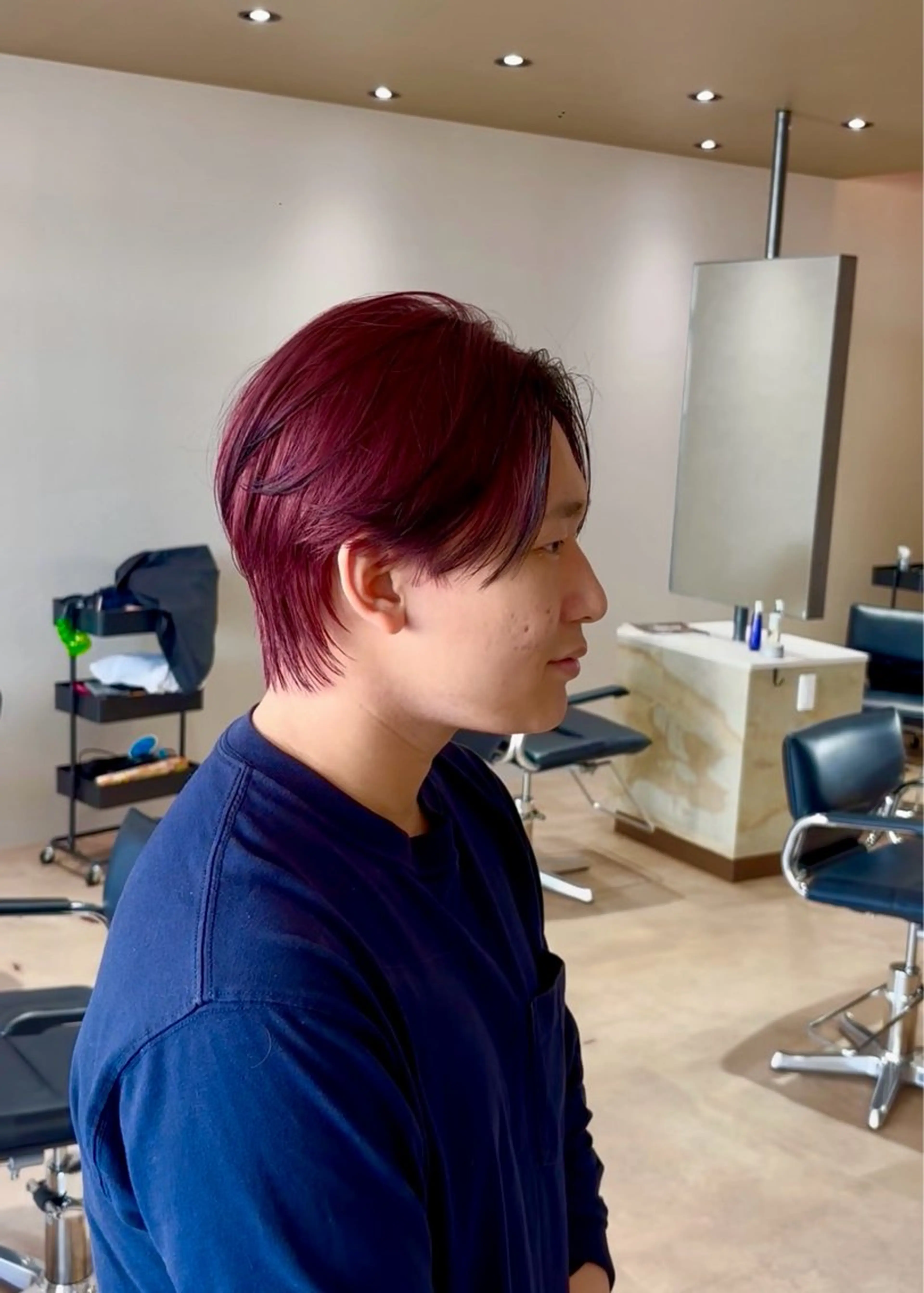 ショート カラー レッドカラー 本田 央介のヘアスタイル