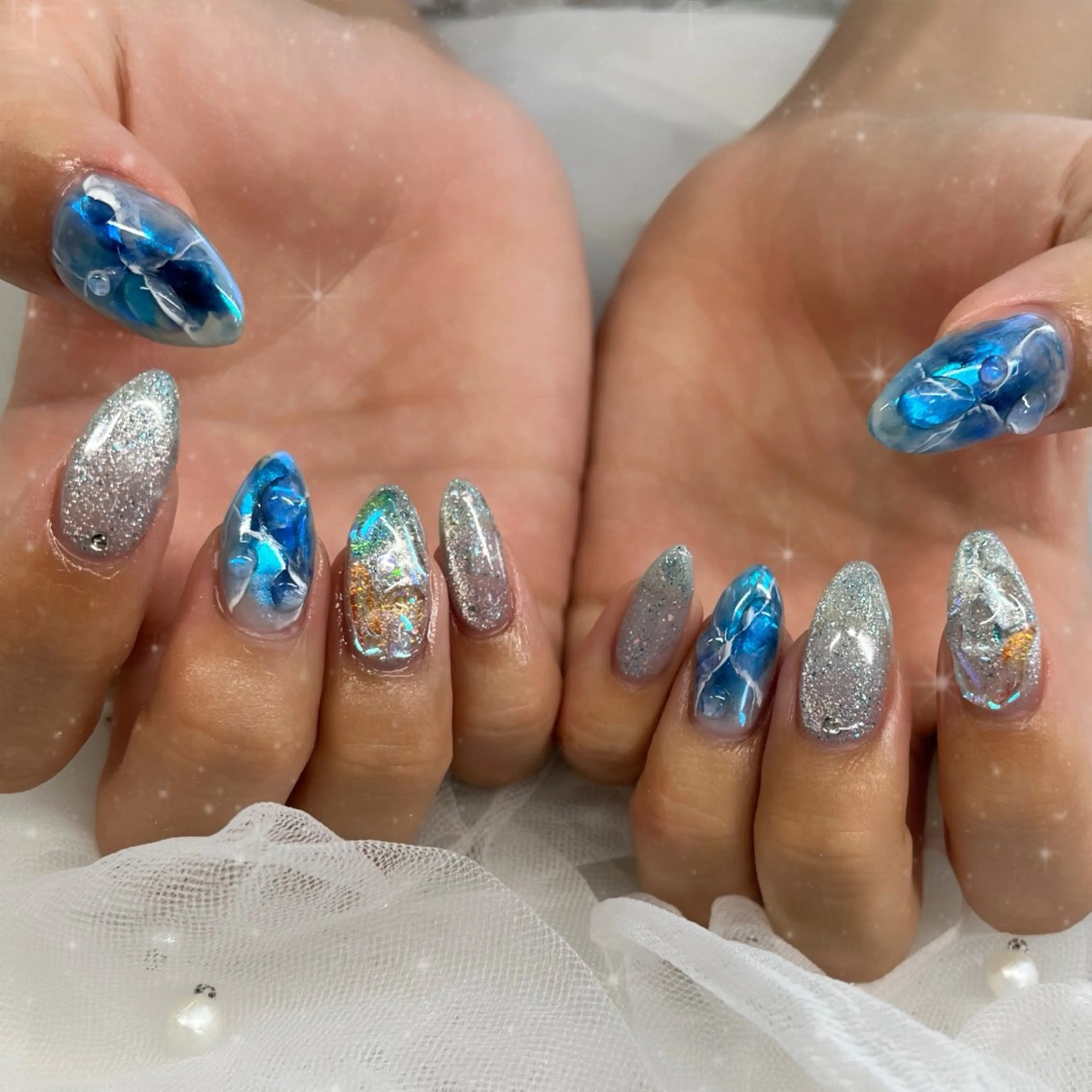 ネイル アートネイル 夏ネイル ハンドネイル BlueDaisy 栄本店のネイルデザイン