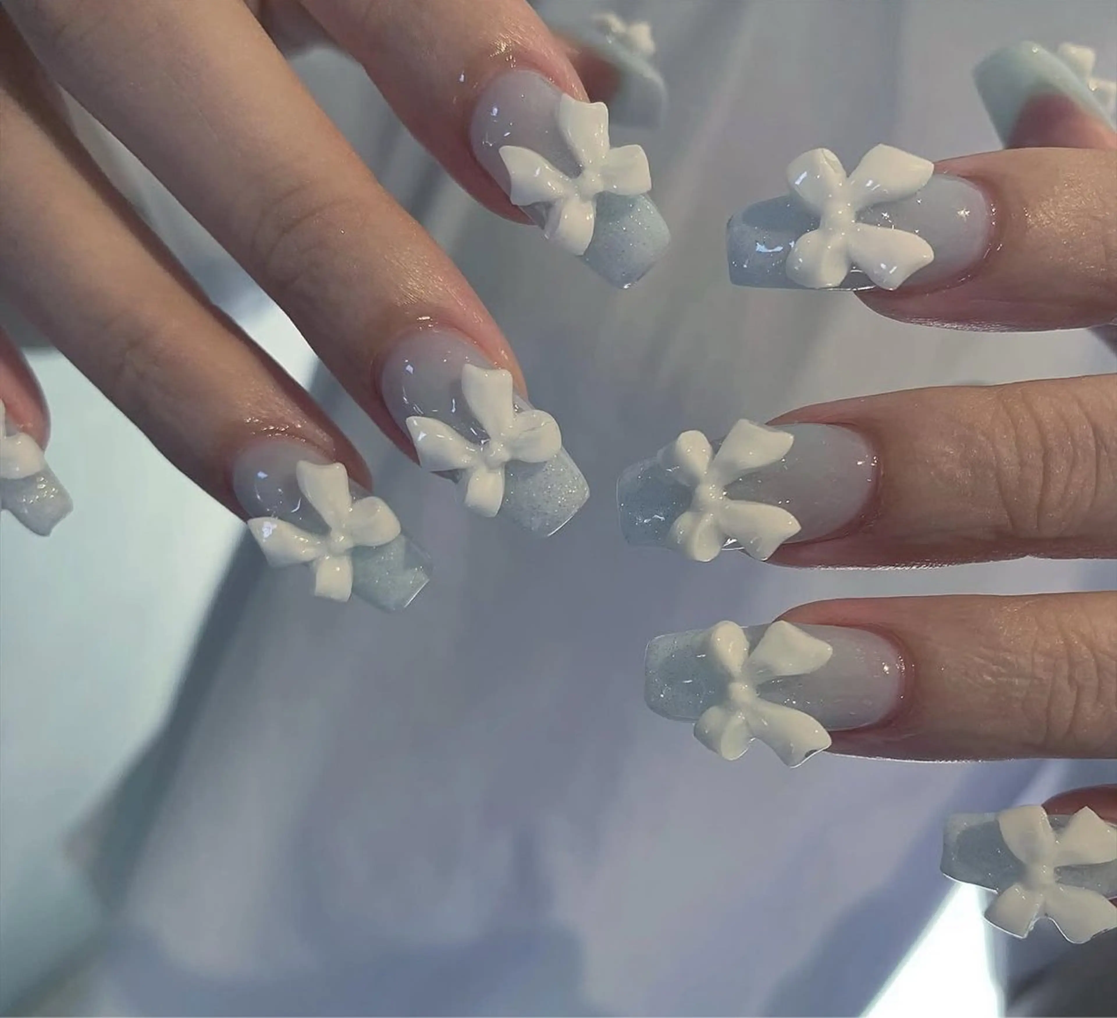 ネイル フレンチネイル ジェルネイル ガラスフレンチ ハロウィン ハート H.baby Nail Salonのネイルデザイン