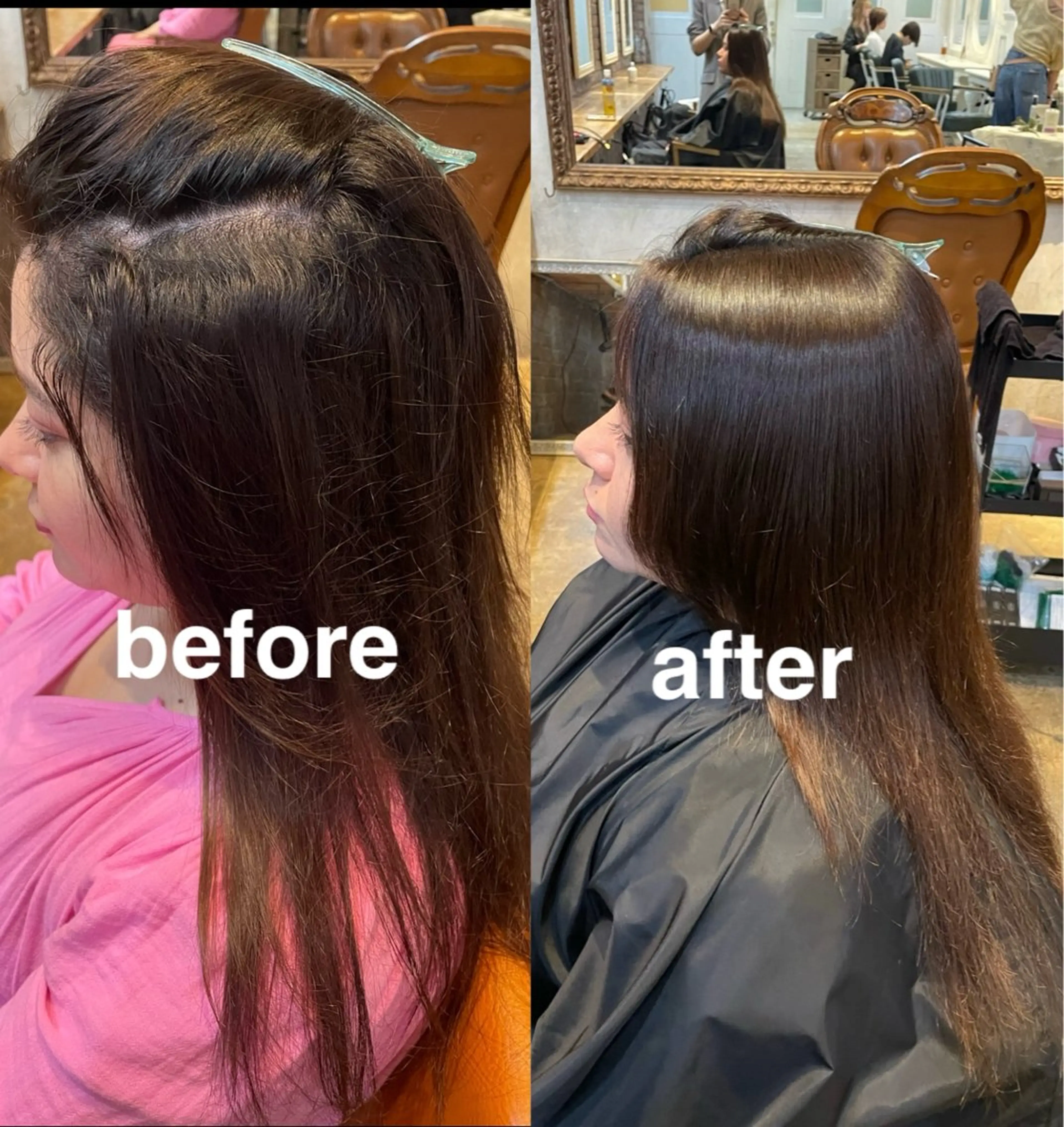 ロング 縮毛矯正 トリートメント ミルクティー× グレージュMOMOのヘアスタイル