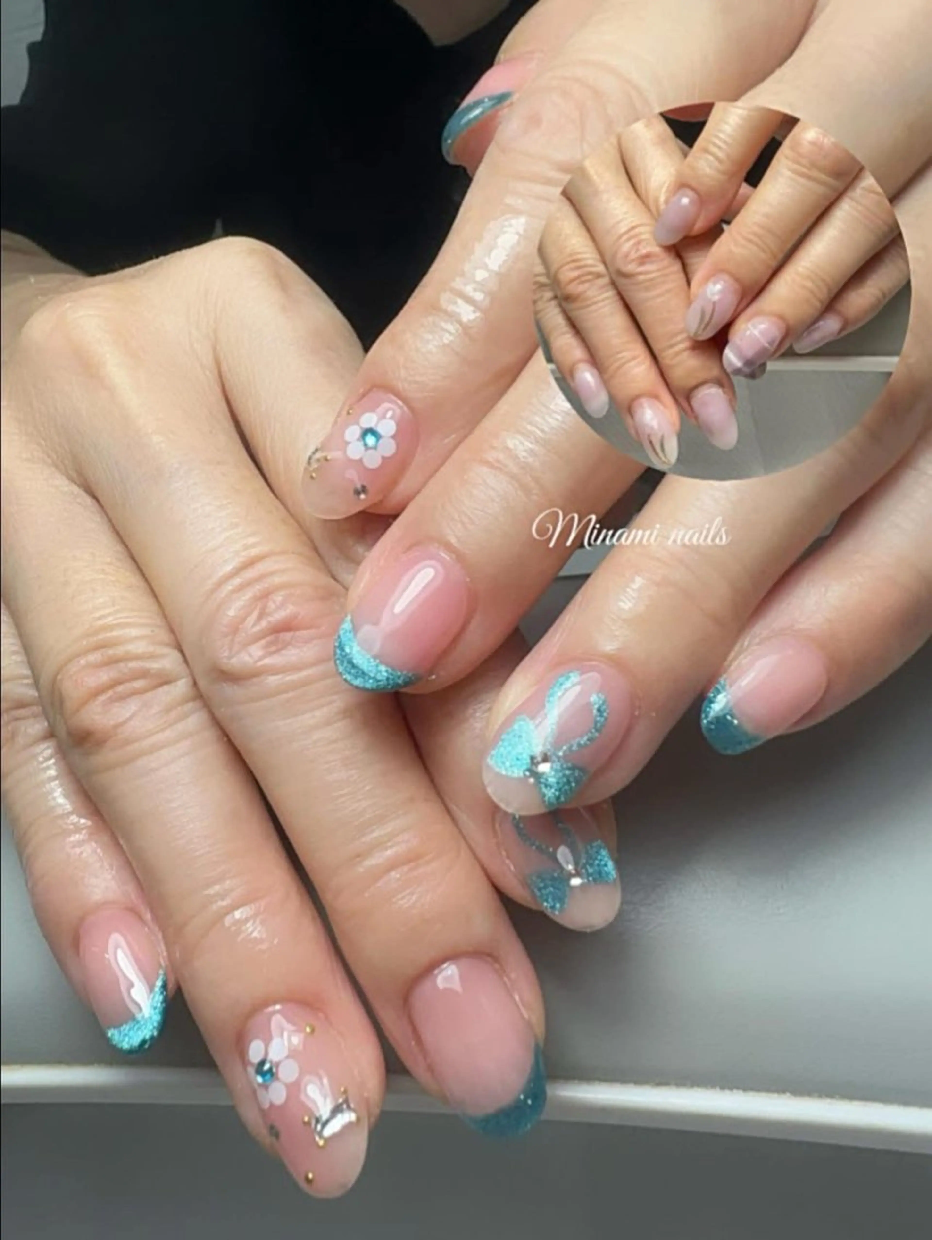 ネイル アートネイル オーロラネイル ガーリー キラキラネイル 韓国ネイル ハンドネイル Minami Nailsのネイルデザイン