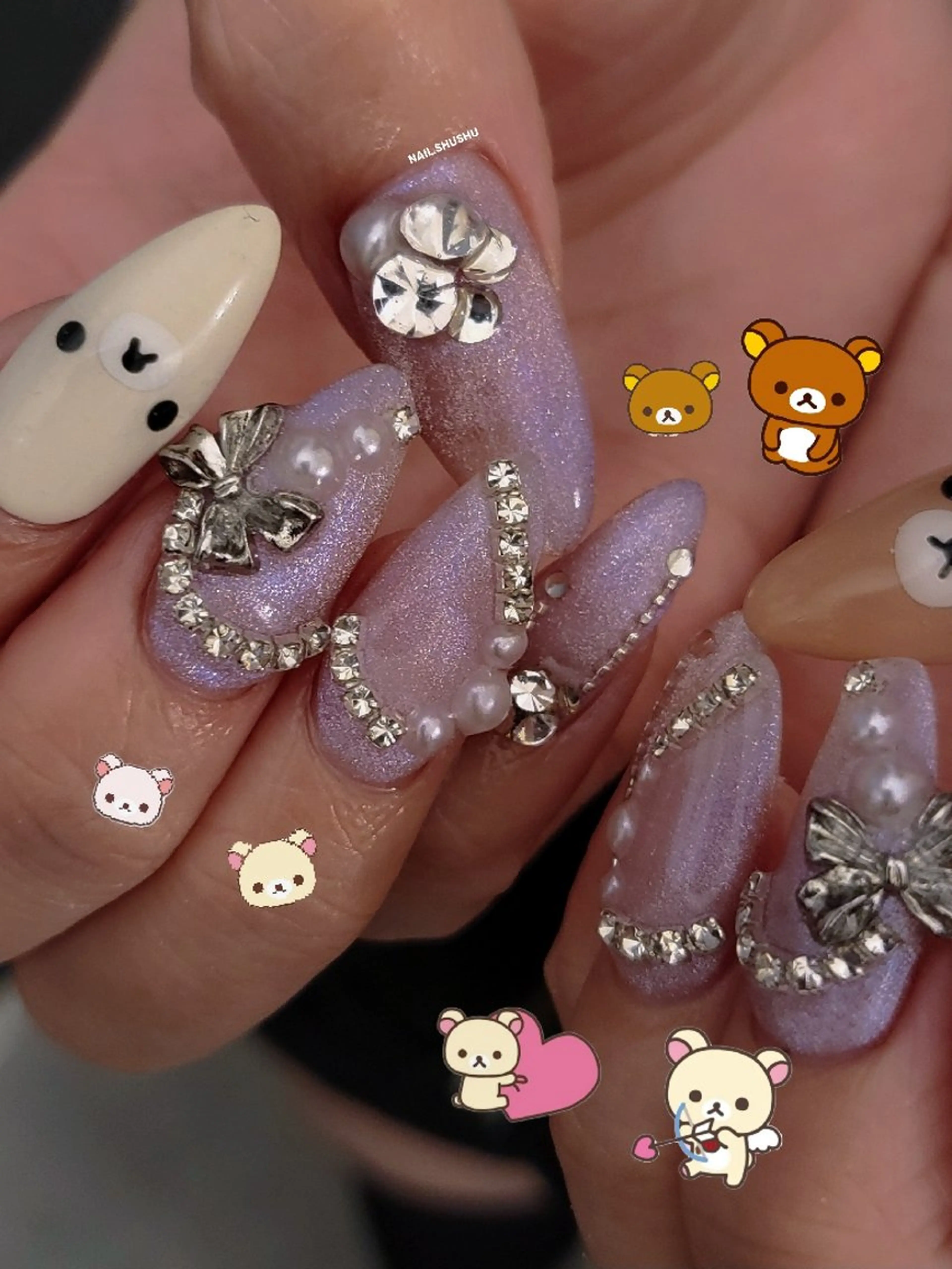 ネイル ハンドネイル 3dパーツ/流行り 👧shushu❤️のネイルデザイン