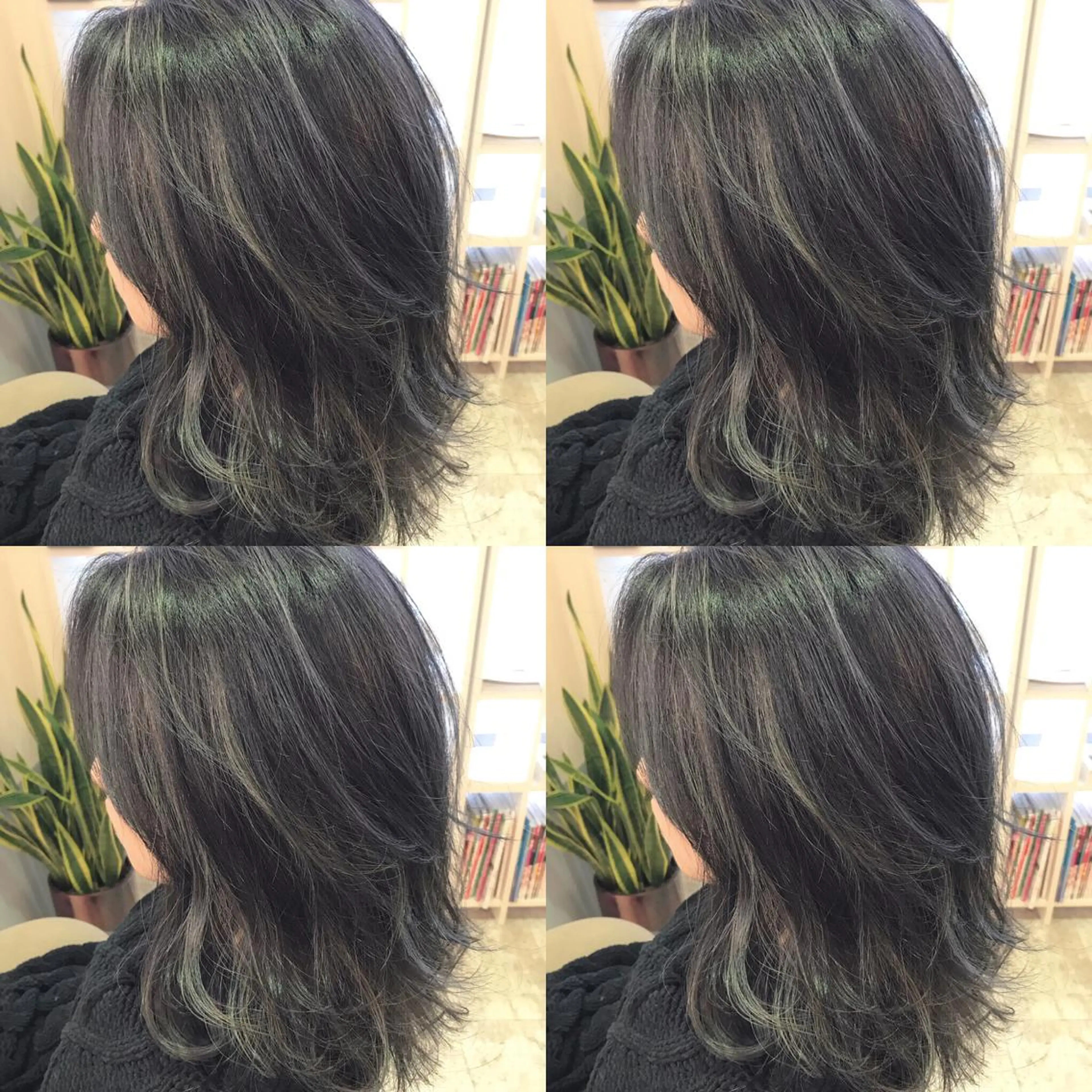 ミディアム カラー ハイライトカラー ネイビーカラー ハイライト 青木 茂樹⭐️ 透明感カラーのヘアスタイル