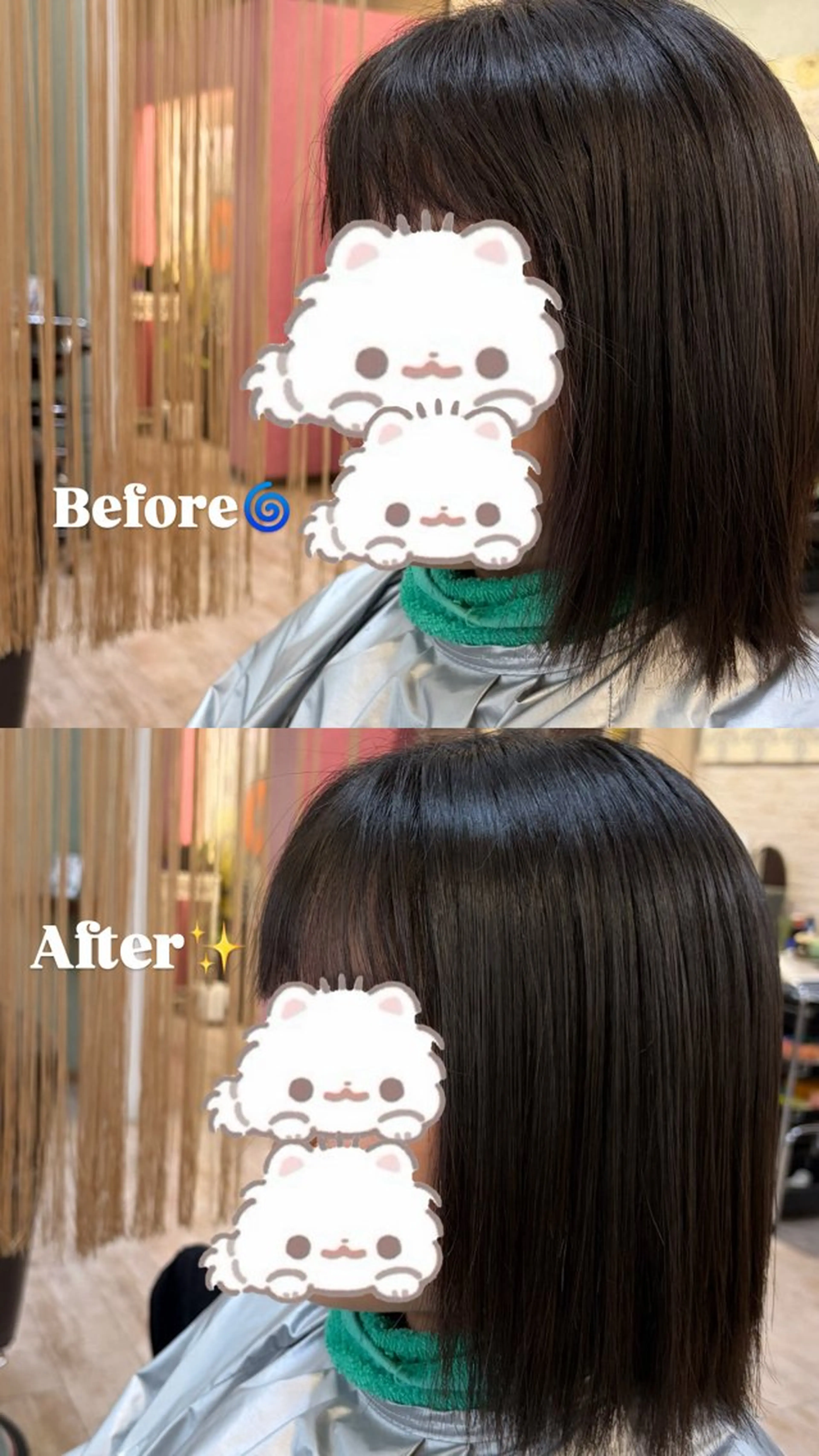 ミディアム 髪質改善 縮毛矯正 トリートメント トリートメント ゆな︎❤︎ 髪質改善のヘアスタイル