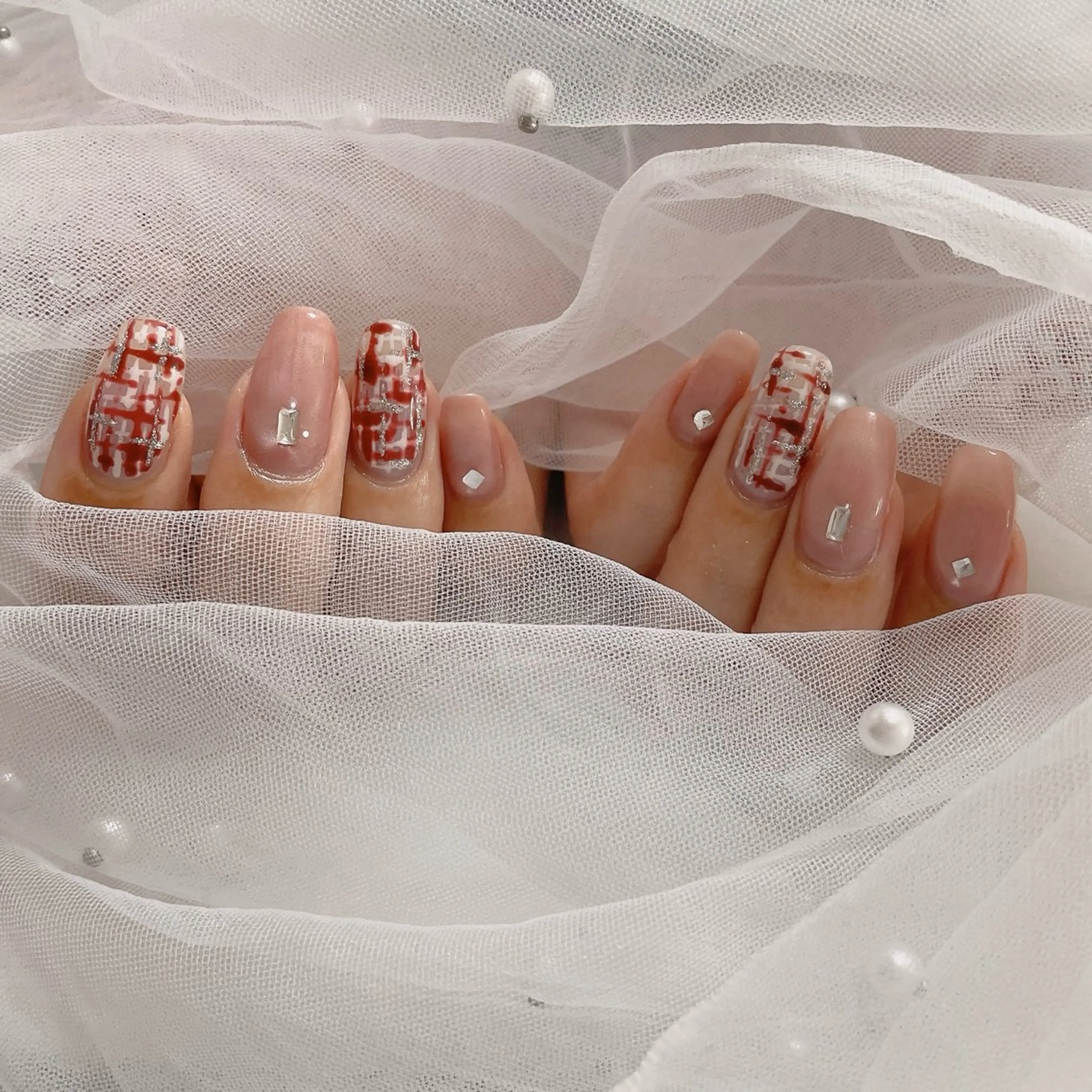 ネイル ツイードネイル ハンドネイル ネイルサロン なっちゃん(古千谷)のネイルデザイン