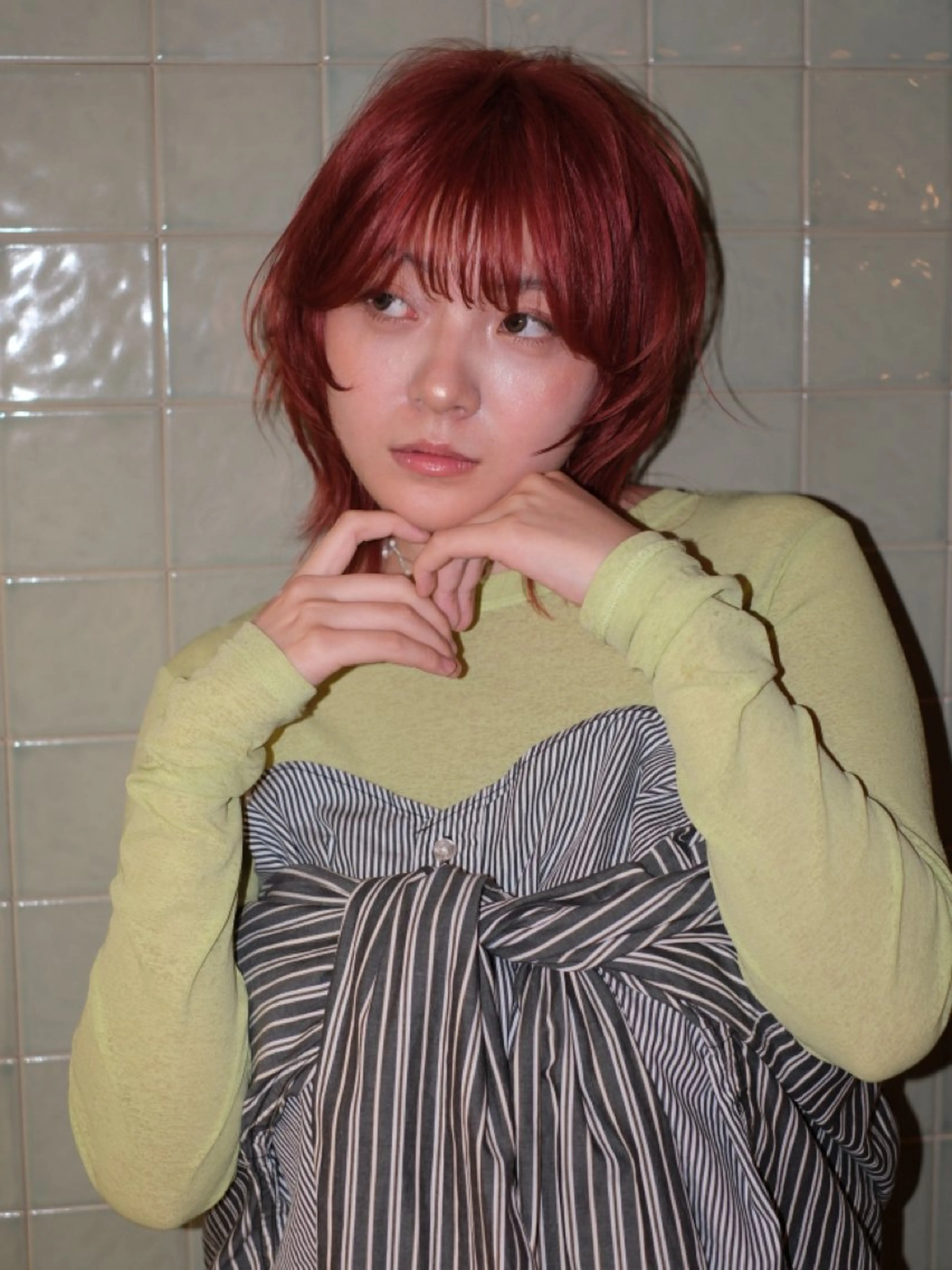 ミディアム カラー カット ヘアカラー トリートメント (h)wim ウィムのヘアスタイル