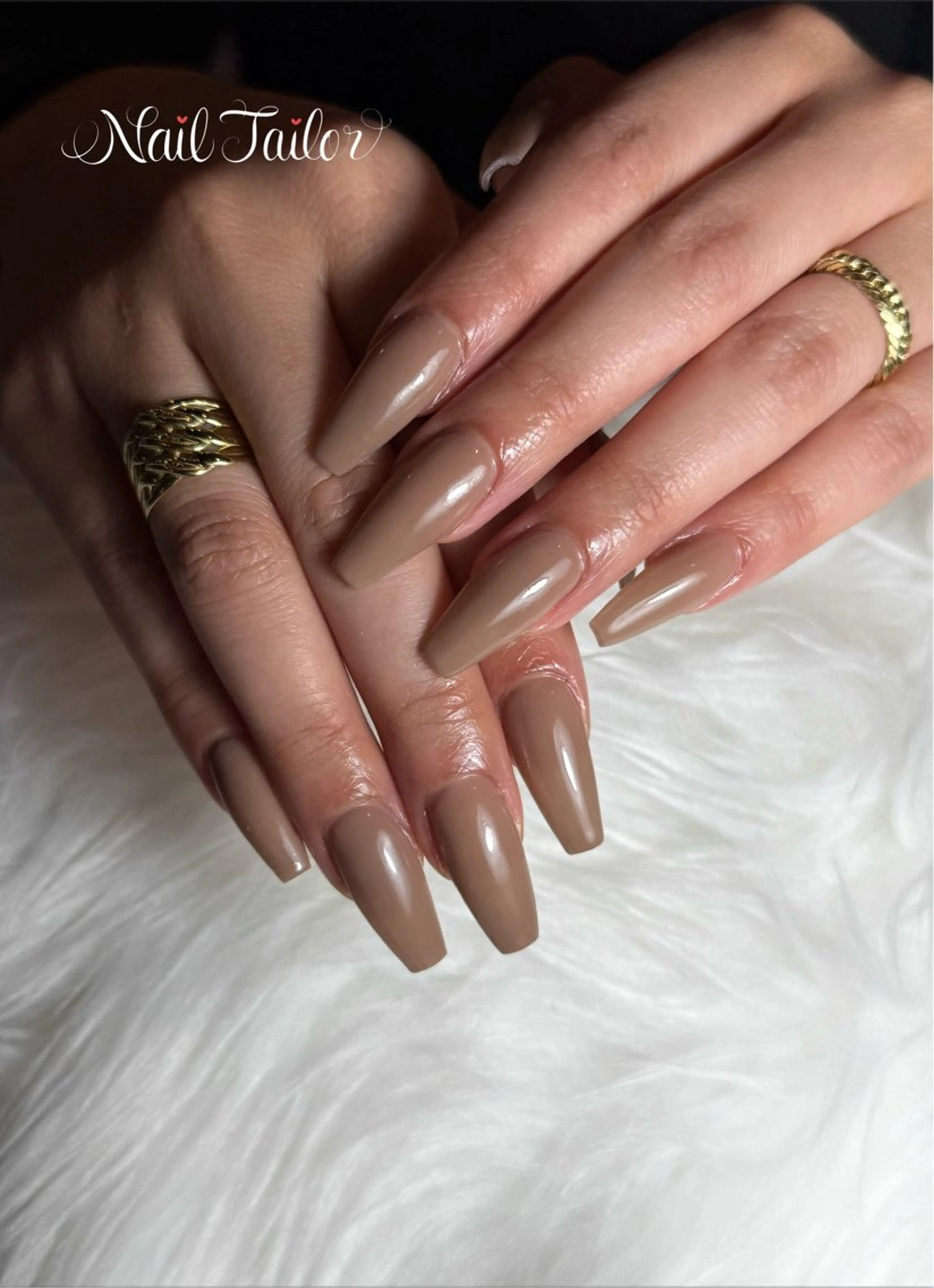 ネイル ブラウン 長さ出し ロングネイル ワンカラーネイル シンプルネイル ハンドネイル NailTailor ネイルテイラーのネイルデザイン