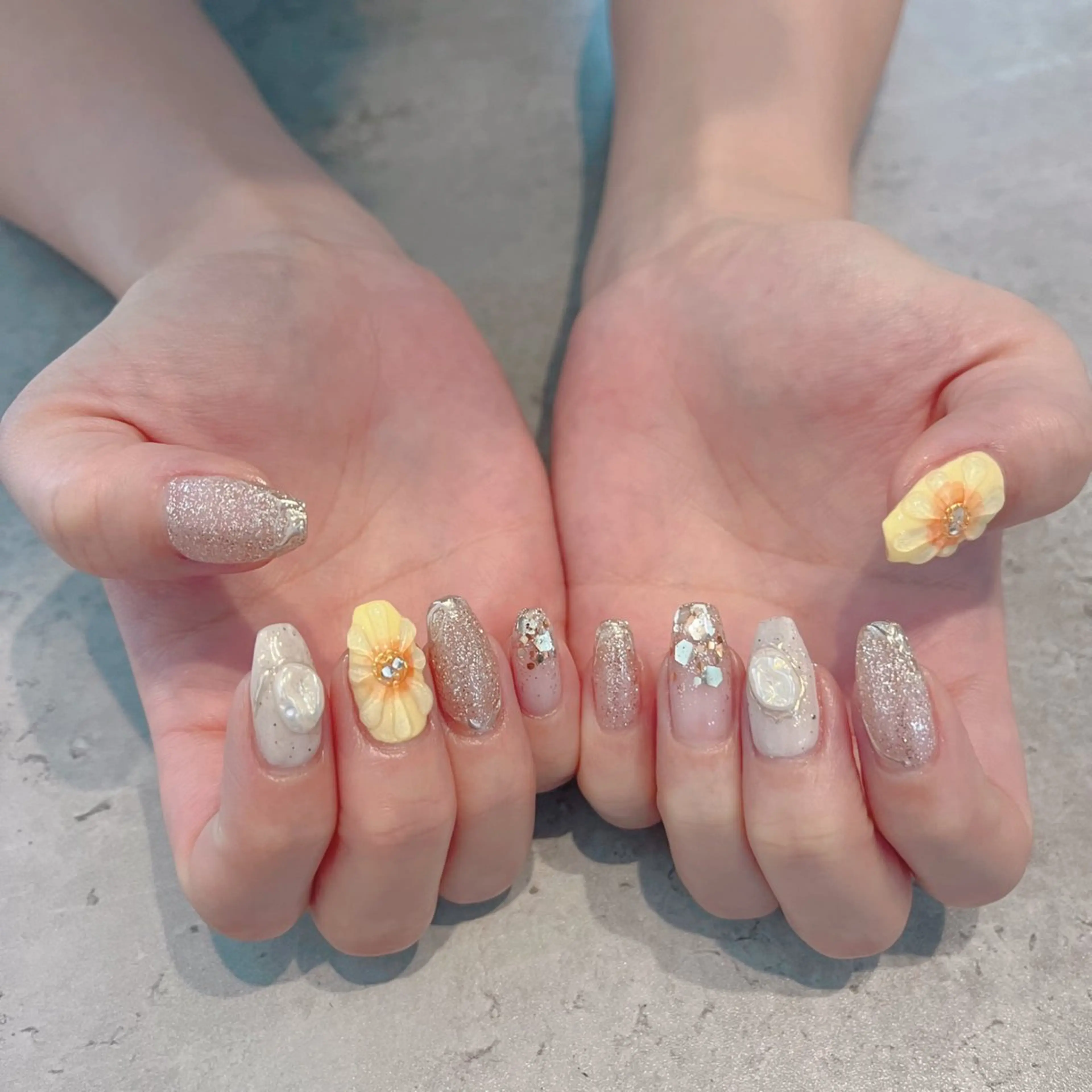 ネイル フレンチネイル ハート キラキラネイル 韓国ネイル ミラーネイル salon. Pualaのネイルデザイン