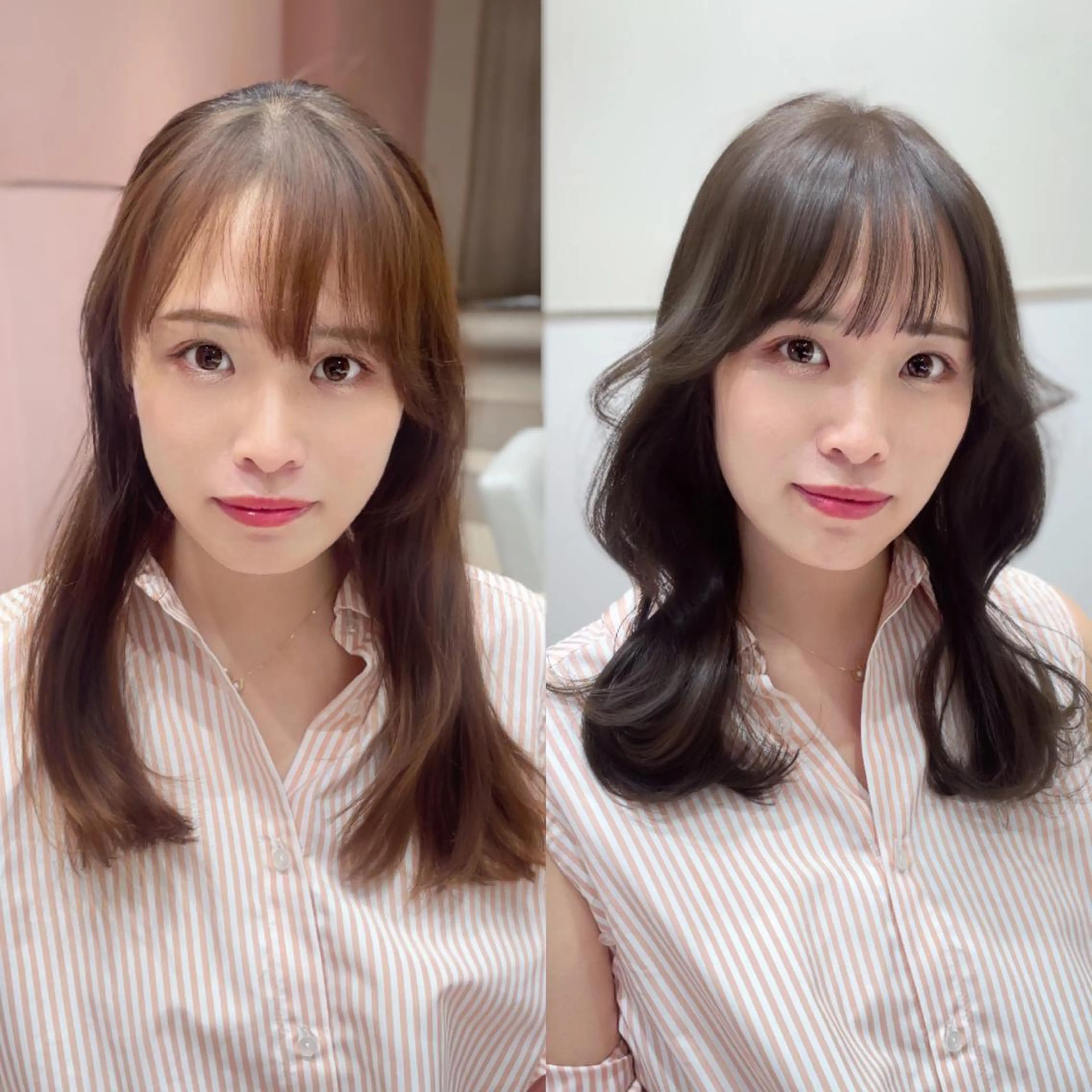 セミロング カラー ヘアアレンジ 🤎小顔レイヤー /ベージュ🤎友香のヘアスタイル
