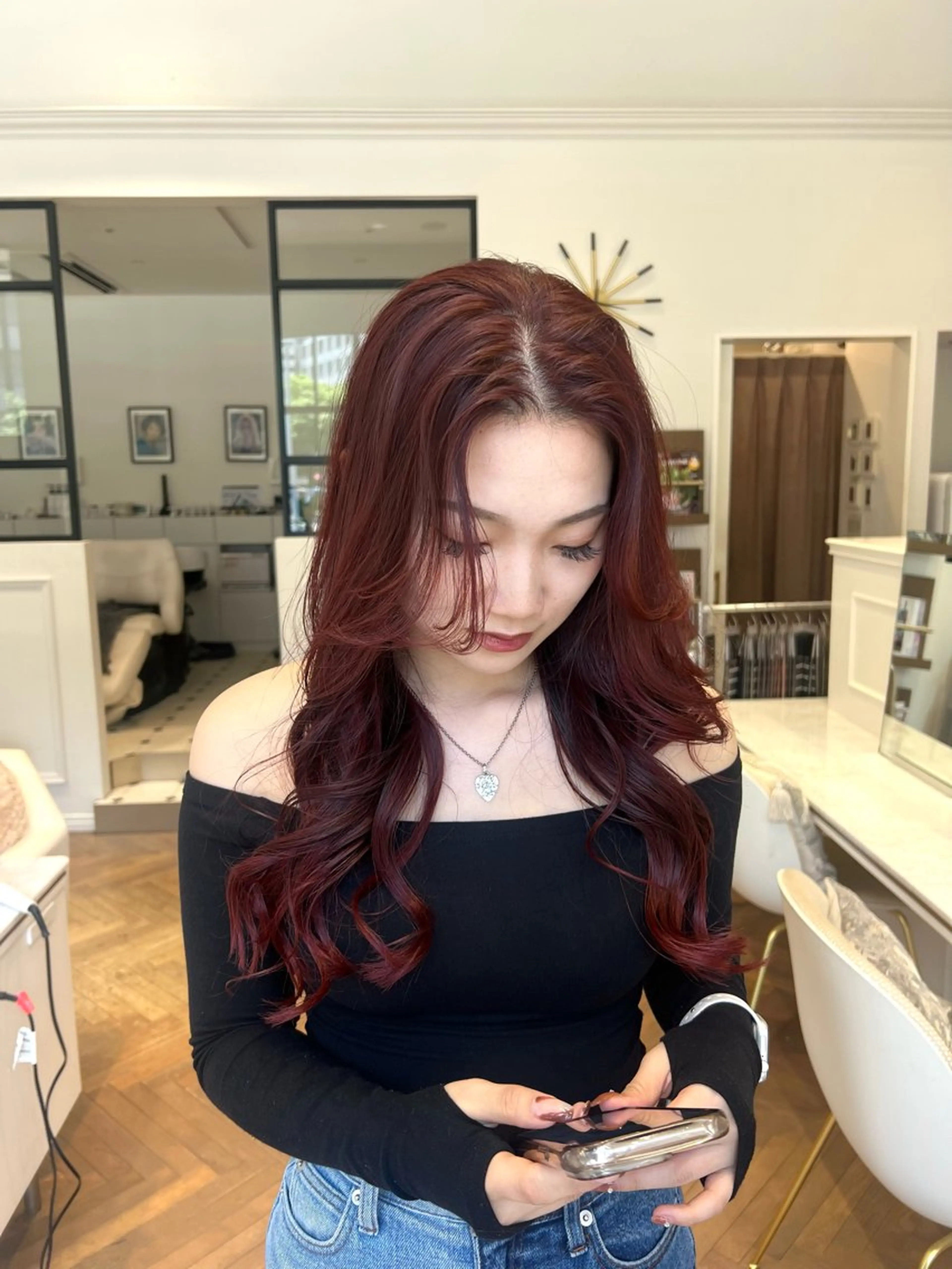 ロング カラー レッドカラー カット ヘアカラー 似合わせ/レイヤー 💟SAEのヘアスタイル