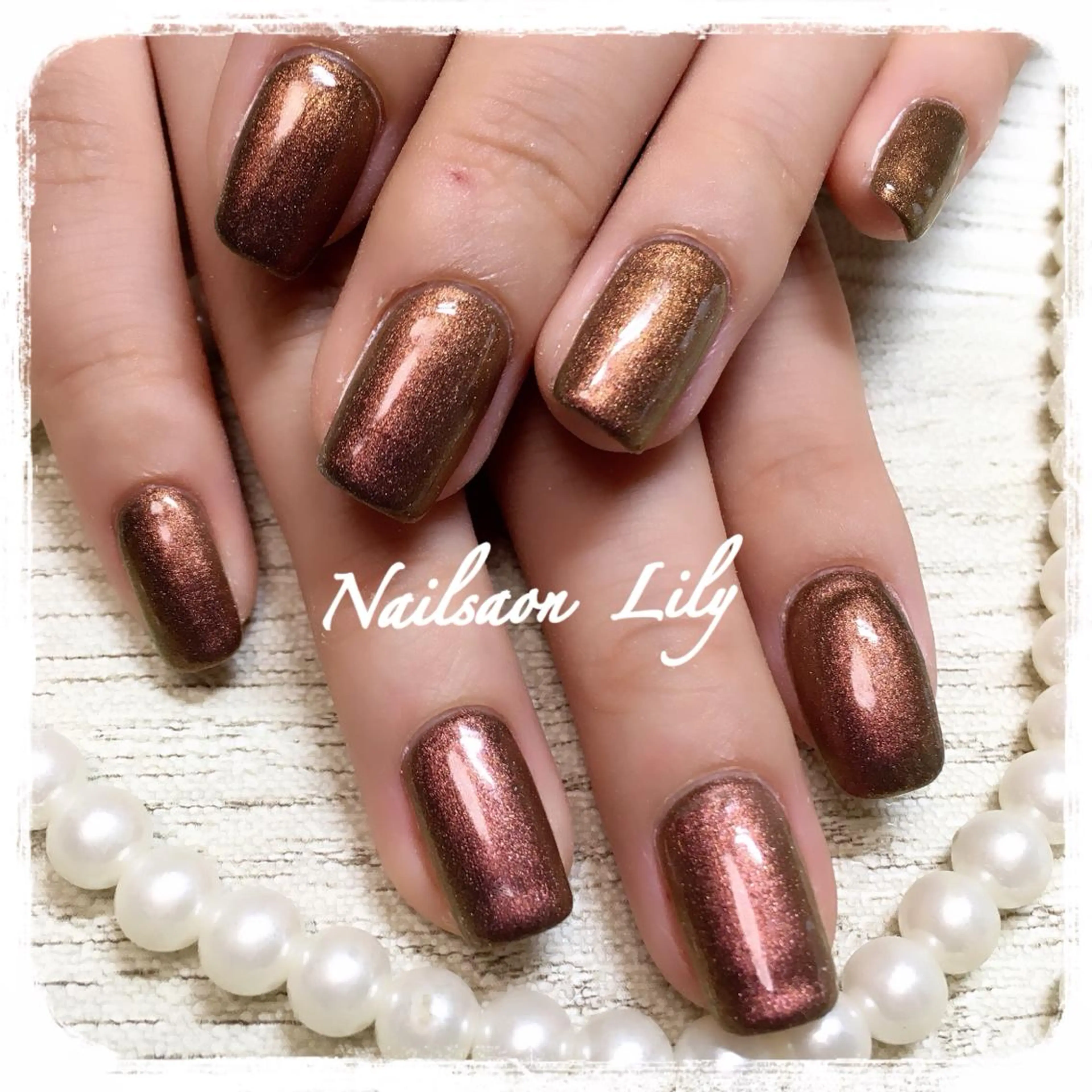 ネイル ブラウン ラメ(グリッター) Lily*nail 🌻Mii🌻のネイルデザイン