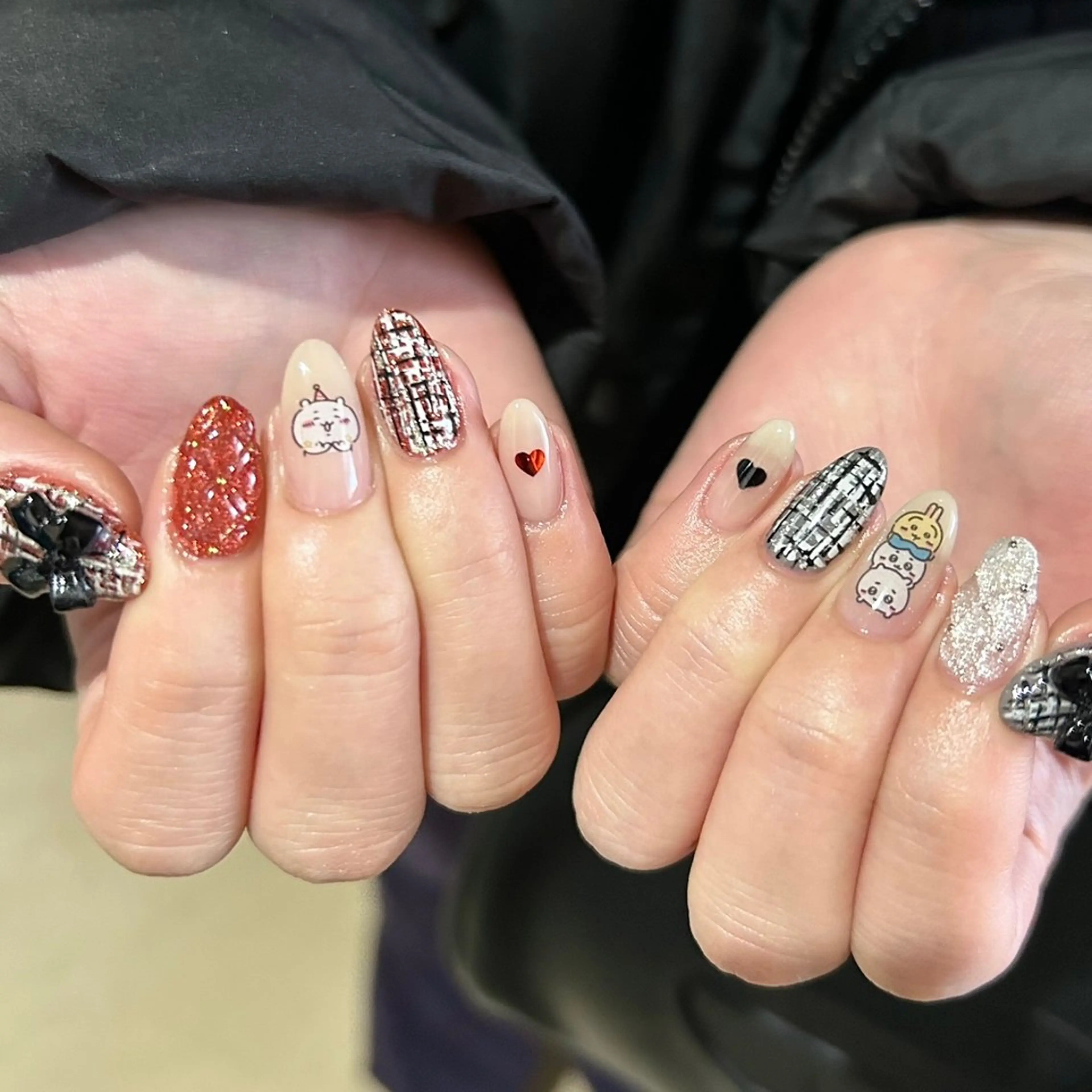 ネイル ツイードネイル パラあり！フィルイン 美フォルムのネイルデザイン