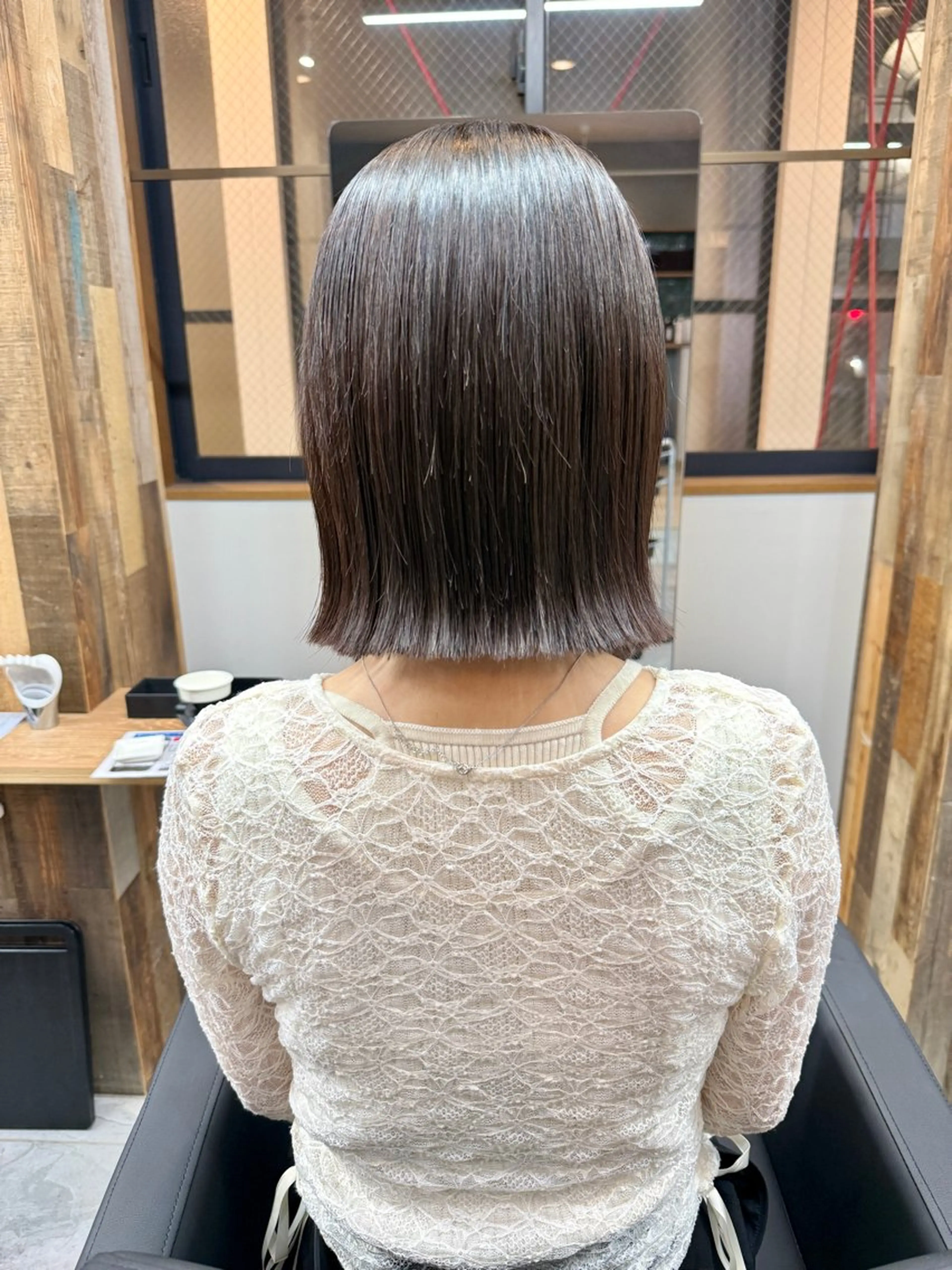 ミディアム パーマ 切りっぱなしボブ ボブ 縮毛矯正 SHICUNEアサミ /ショート/メンズのヘアスタイル