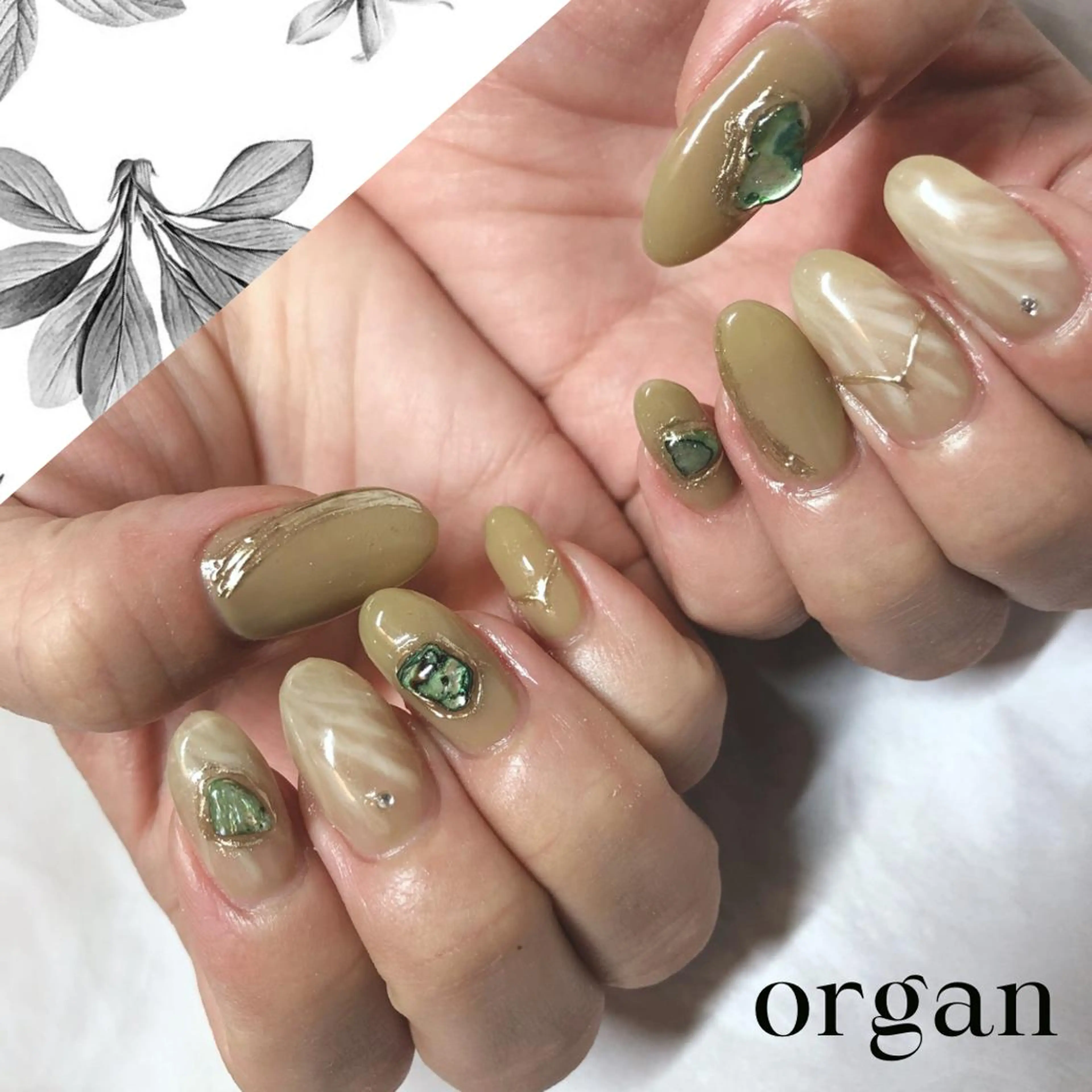 ネイル グリーン 【ＯＲＧＡＮ】 nailのネイルデザイン
