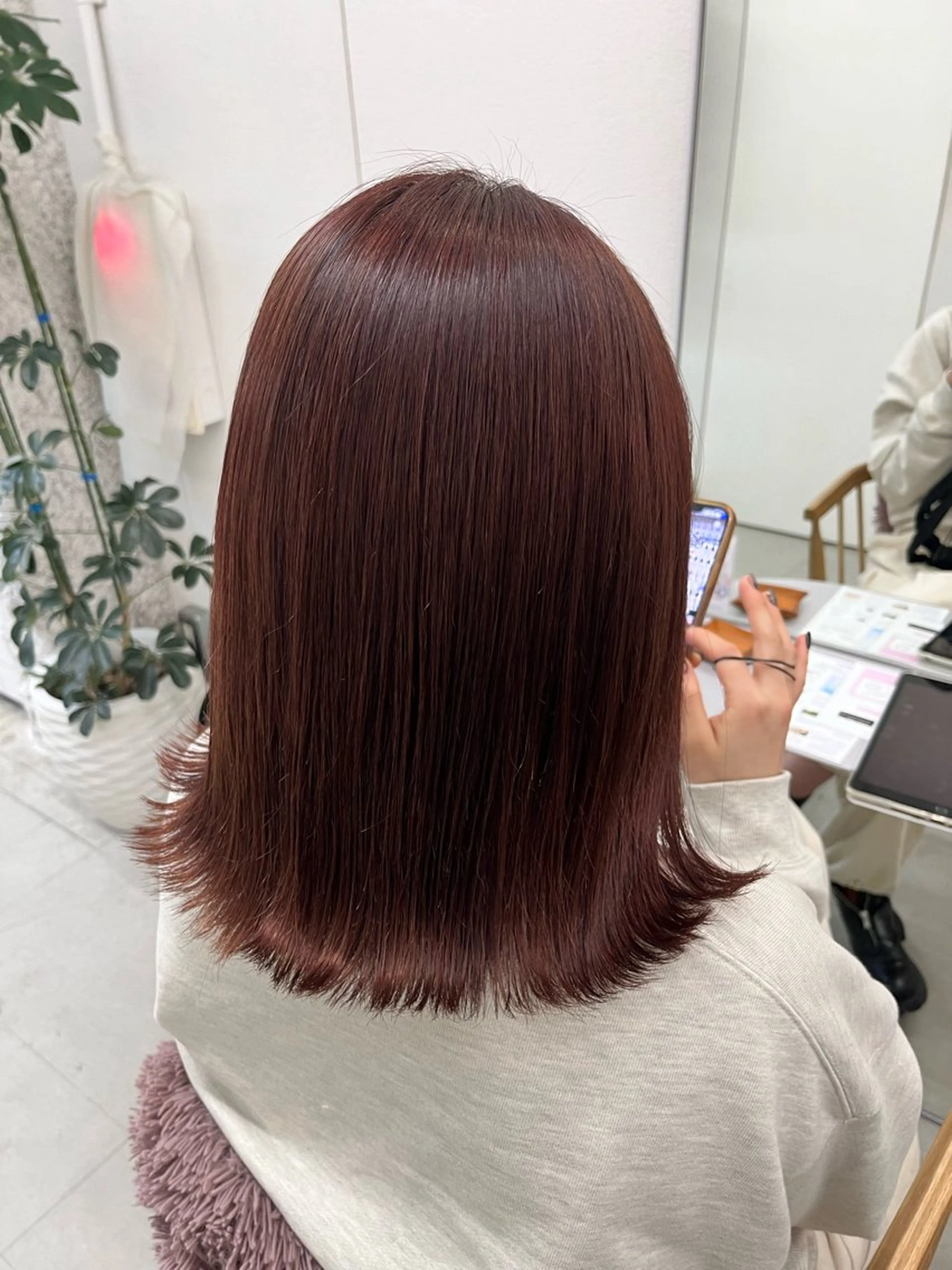 セミロング カラー ブラウンカラー ピンクカラー ピンクブラウン 暖色カラー／ ヘアセット🌛櫻井舞のヘアスタイル