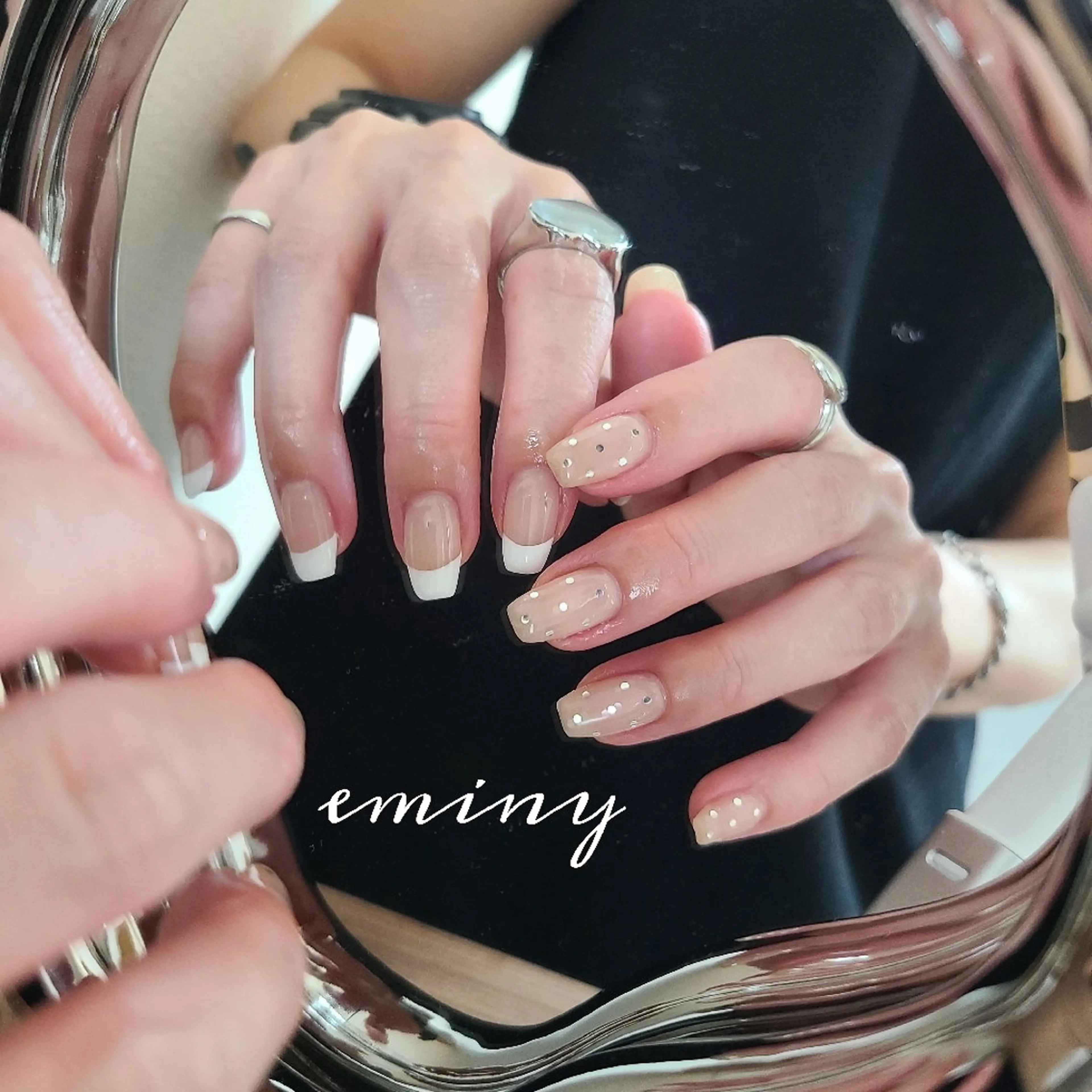 ネイル フレンチネイル ホログラムネイル シンプルネイル nail salon  eminyのネイルデザイン