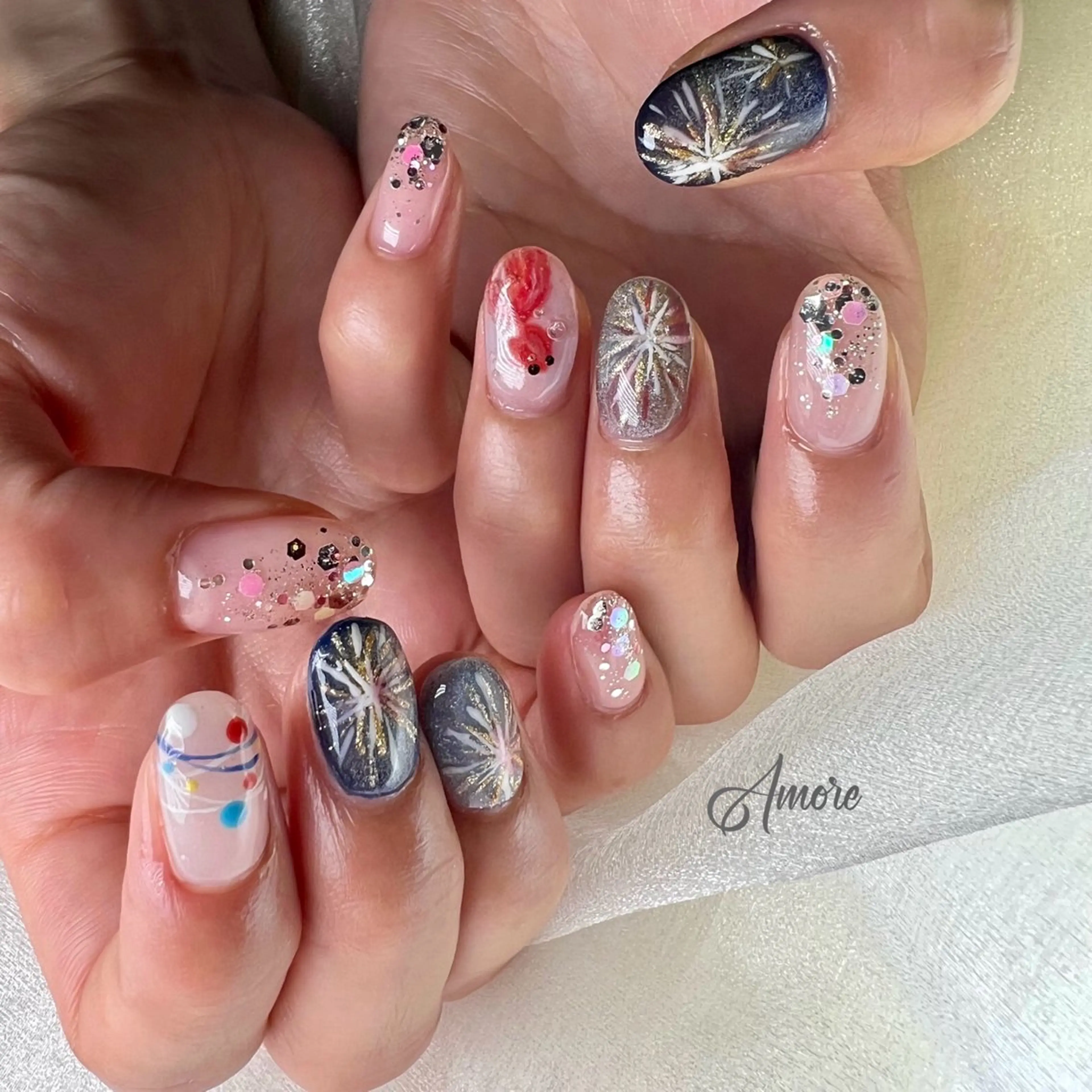 ネイル ジェルネイル 韓国ネイル パラジェル 夏ネイル You kyehwaのネイルデザイン