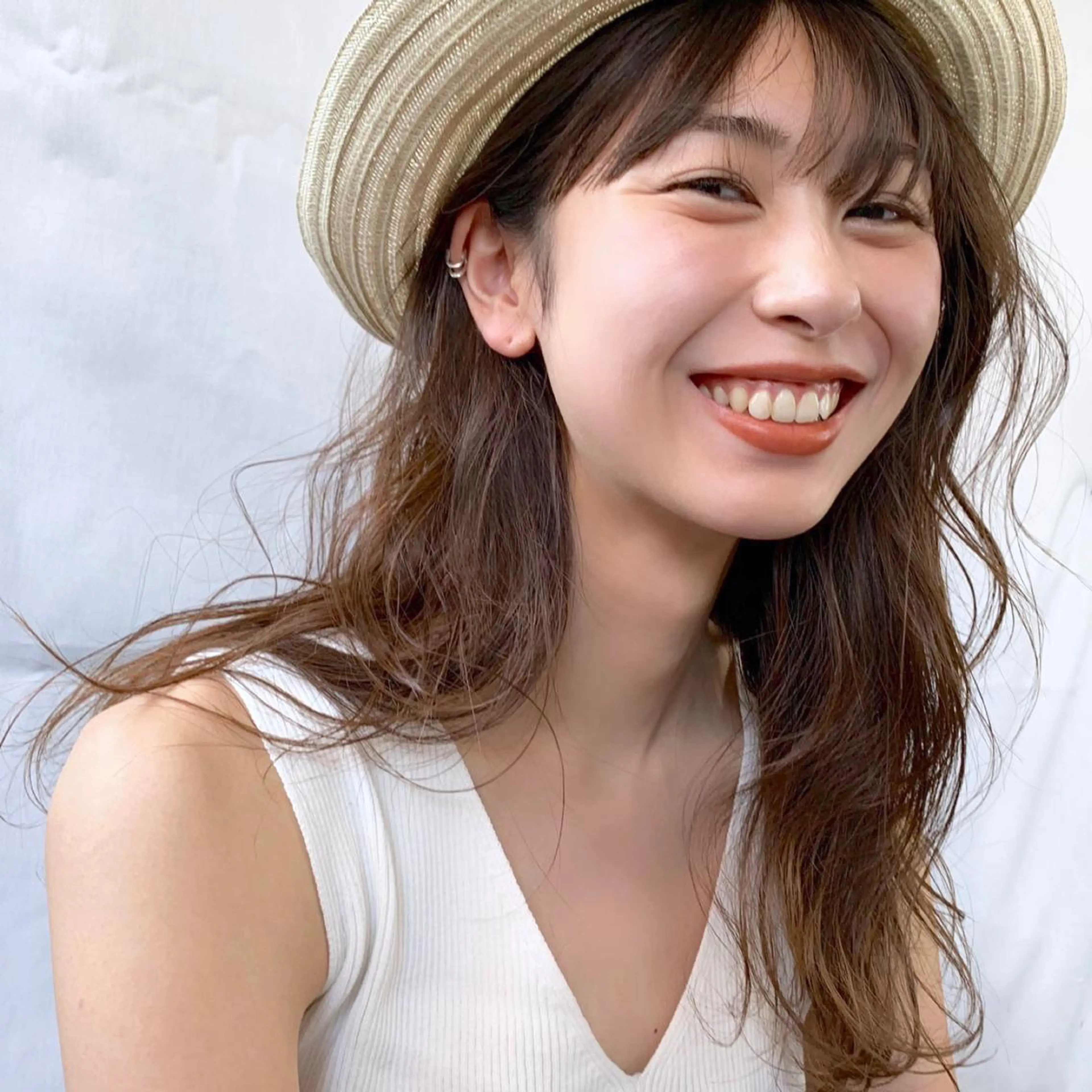 ロング カラー ブリーチ ブラウンカラー 透明感カラー 薬院:今泉/上川美幸 ボブ/顔周りレイヤーのヘアスタイル