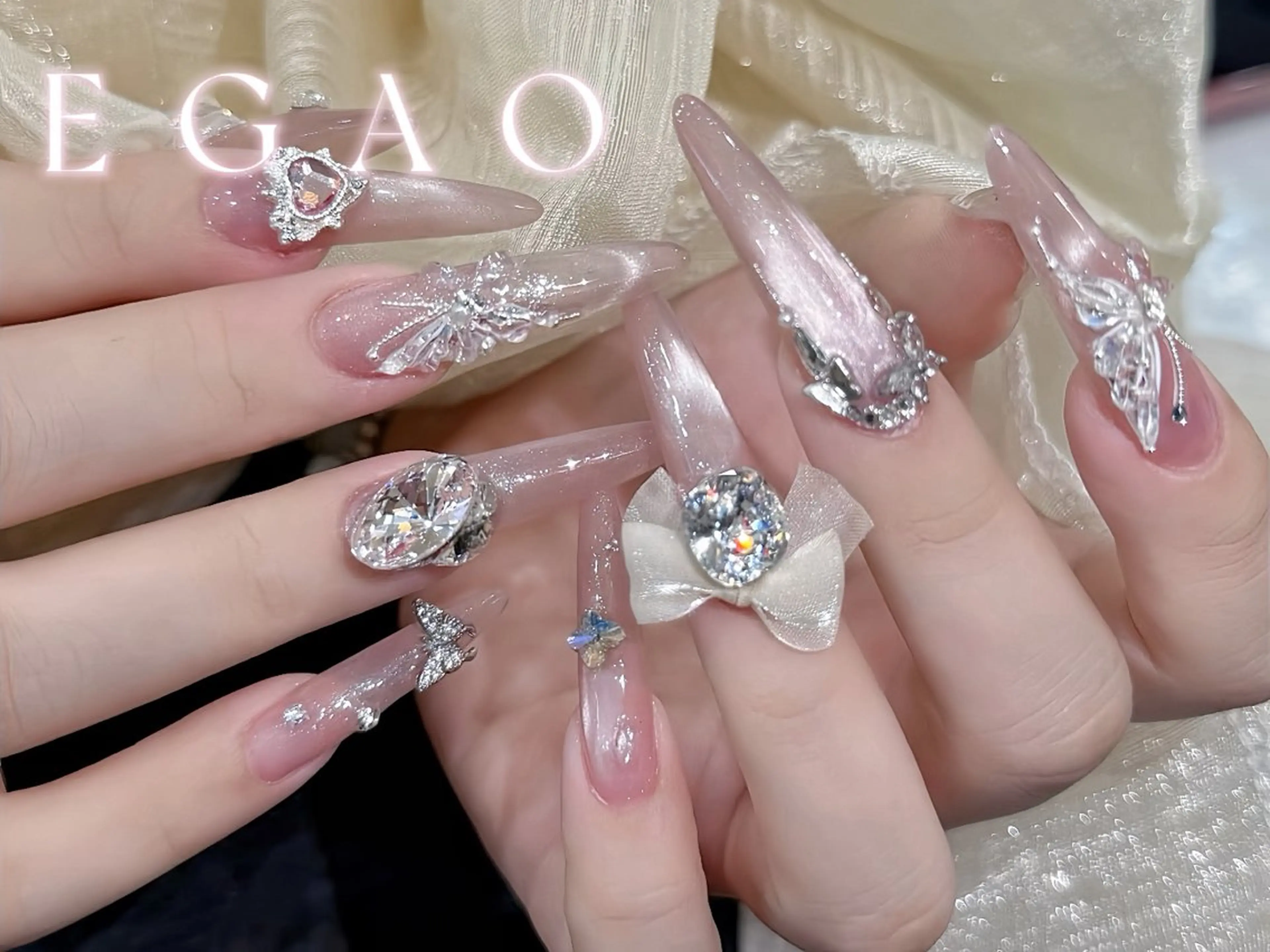 ネイル 長さ出し ジェルネイル 韓国ネイル マグネットネイル 持ち込み ハンドネイル EGAO NAIL 錦糸町店のネイルデザイン