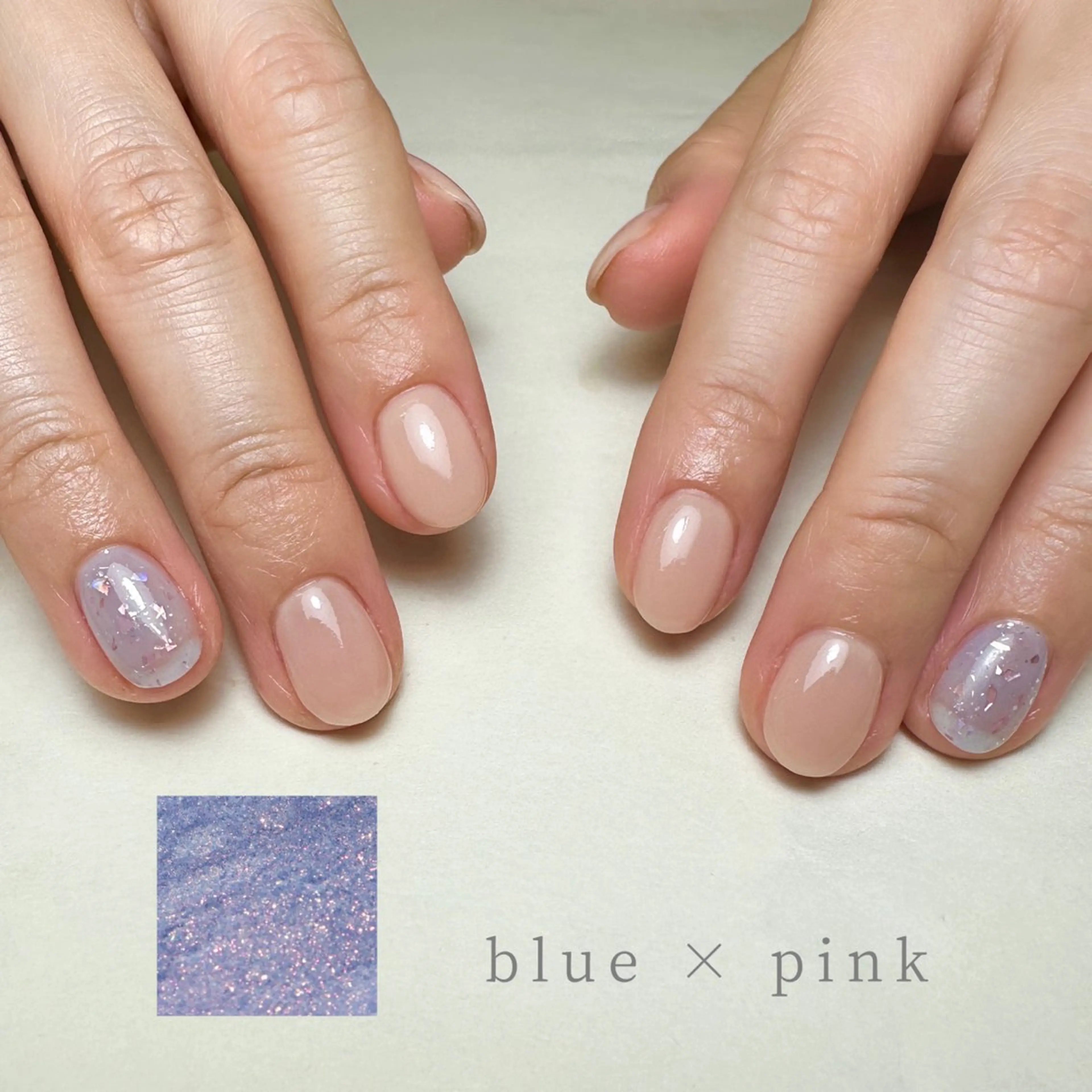 ネイル ブルー 桜ネイル ハンドネイル mowa 🌿‬ kanaのネイルデザイン