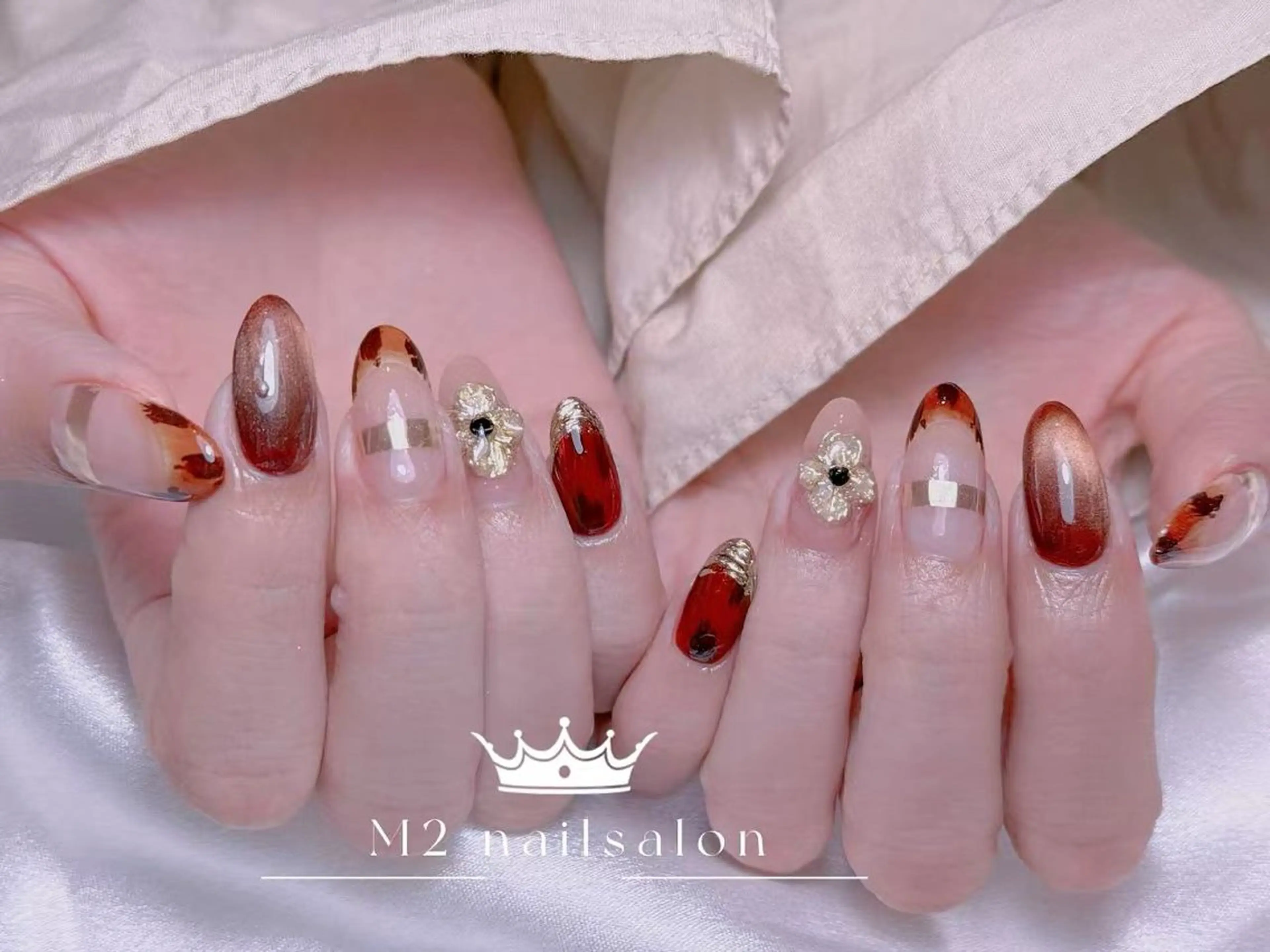 ネイル ジェルネイル マグネットネイル パラジェル バレンタイン ワンホンネイル ハンドネイル エムズ ハヤシのネイルデザイン