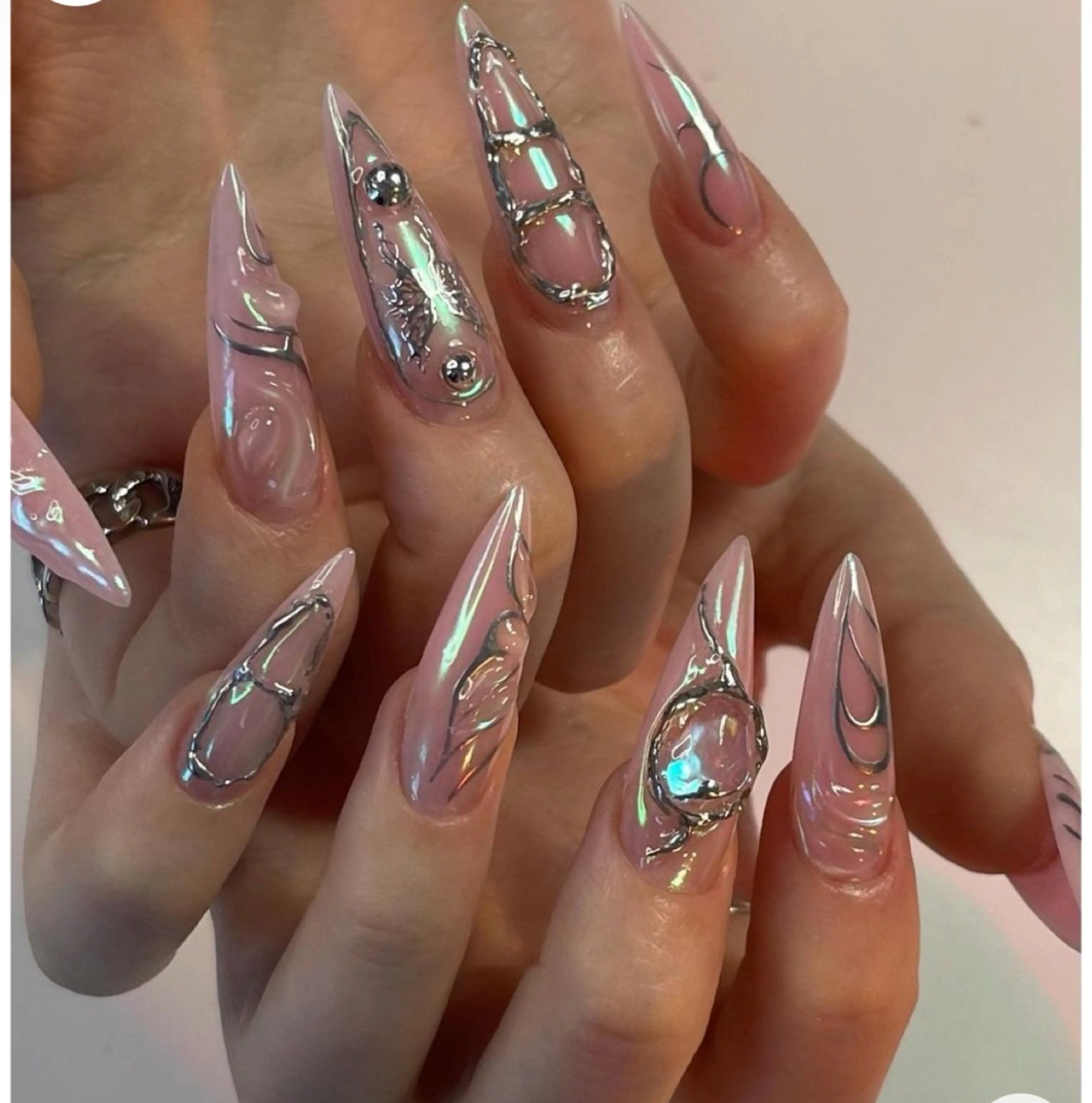 ネイル チークネイル フレンチネイル ジェルネイル ガラスフレンチ 韓国ネイル Anh 歌舞伎町のネイルデザイン