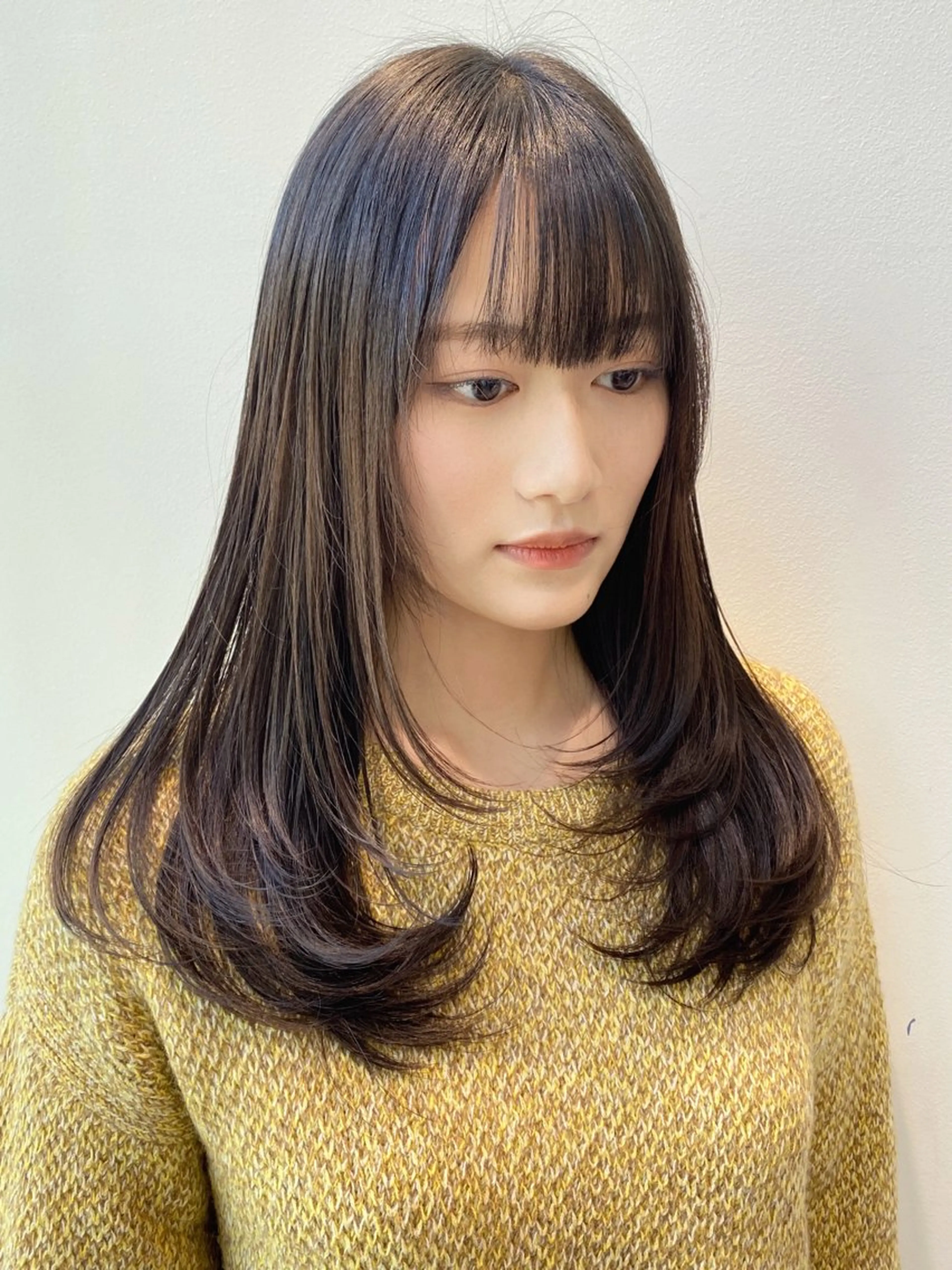 セミロング カラー ブリーチ ブラウンカラー 透明感カラー ブリーチなしカラー レイヤーカット カット ヘアカラー トリートメント 銀座/韓国レイヤー/ 艶カラー🍓原田侑依のヘアスタイル