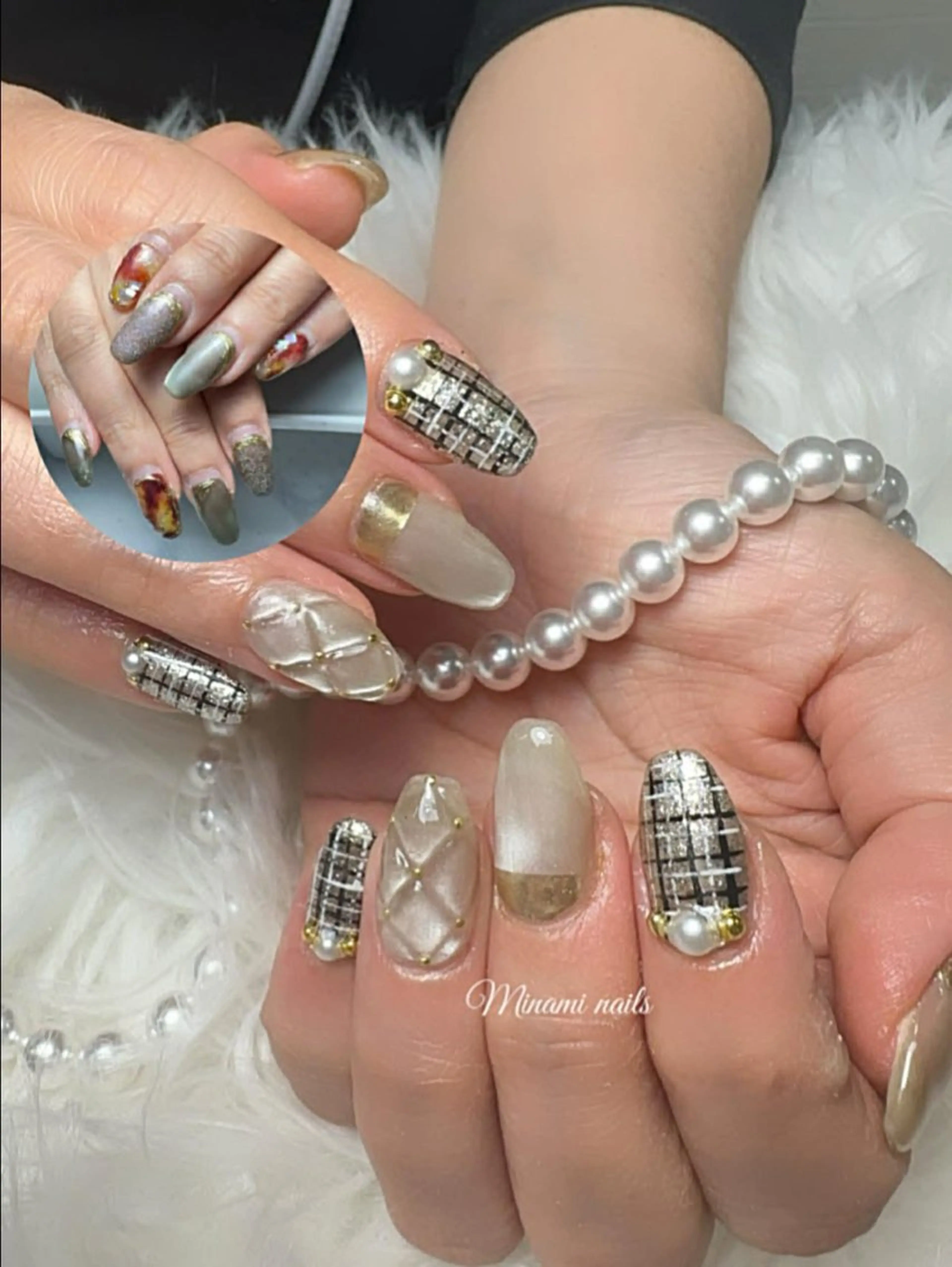ネイル アートネイル オーロラネイル ガーリー キラキラネイル 韓国ネイル Minami Nailsのネイルデザイン